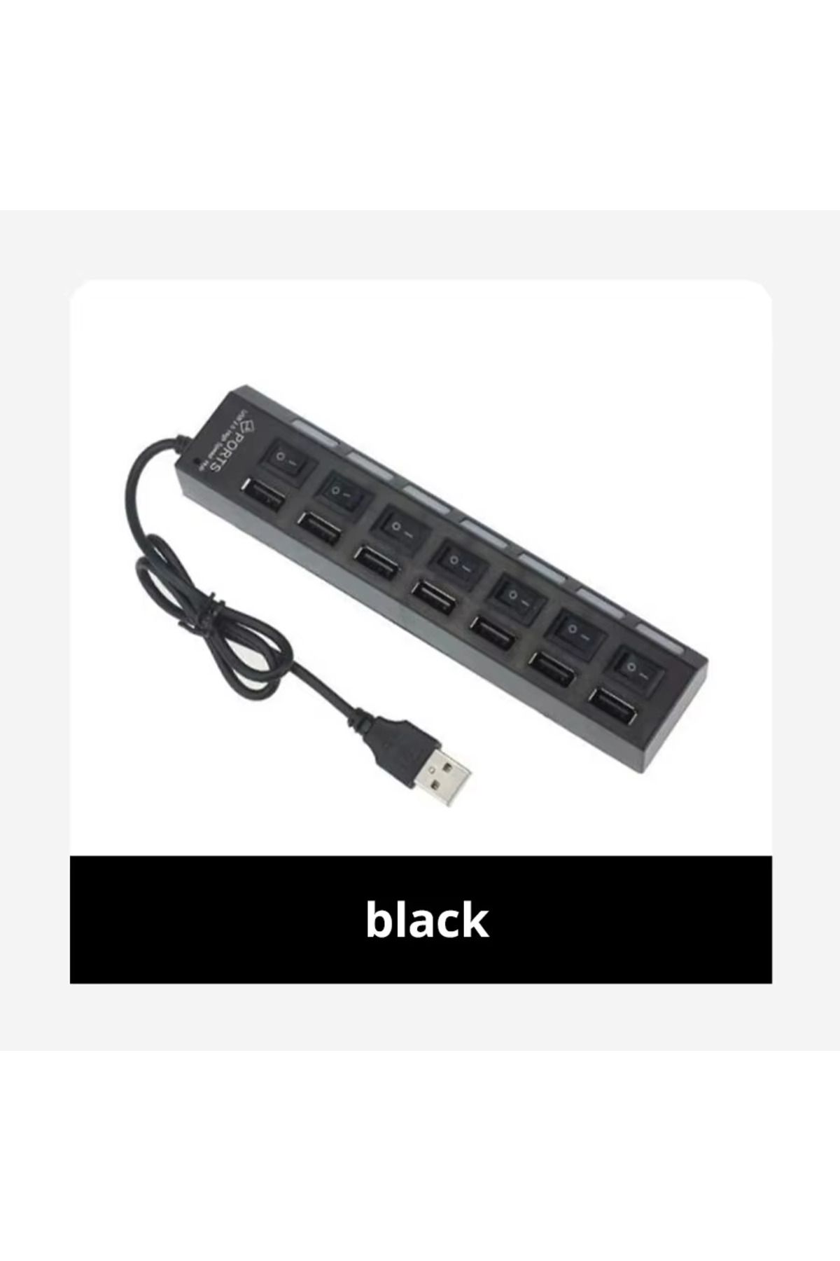 Choice-Black Switch Extension Hub 7-port USB2.0 Hub Computer USB Extension Hub One Drag Seven USB2.0 Splitt 1