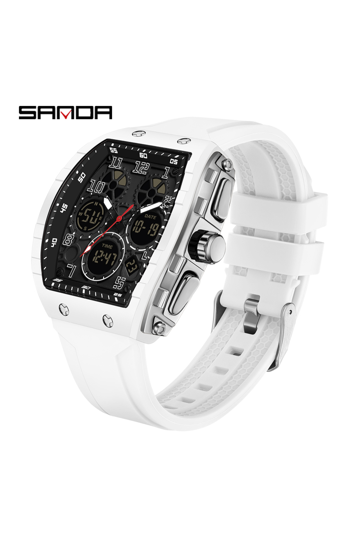 ساعة يد رقمية للرجال من WHITE SANDA Tonneau، ساعة...
