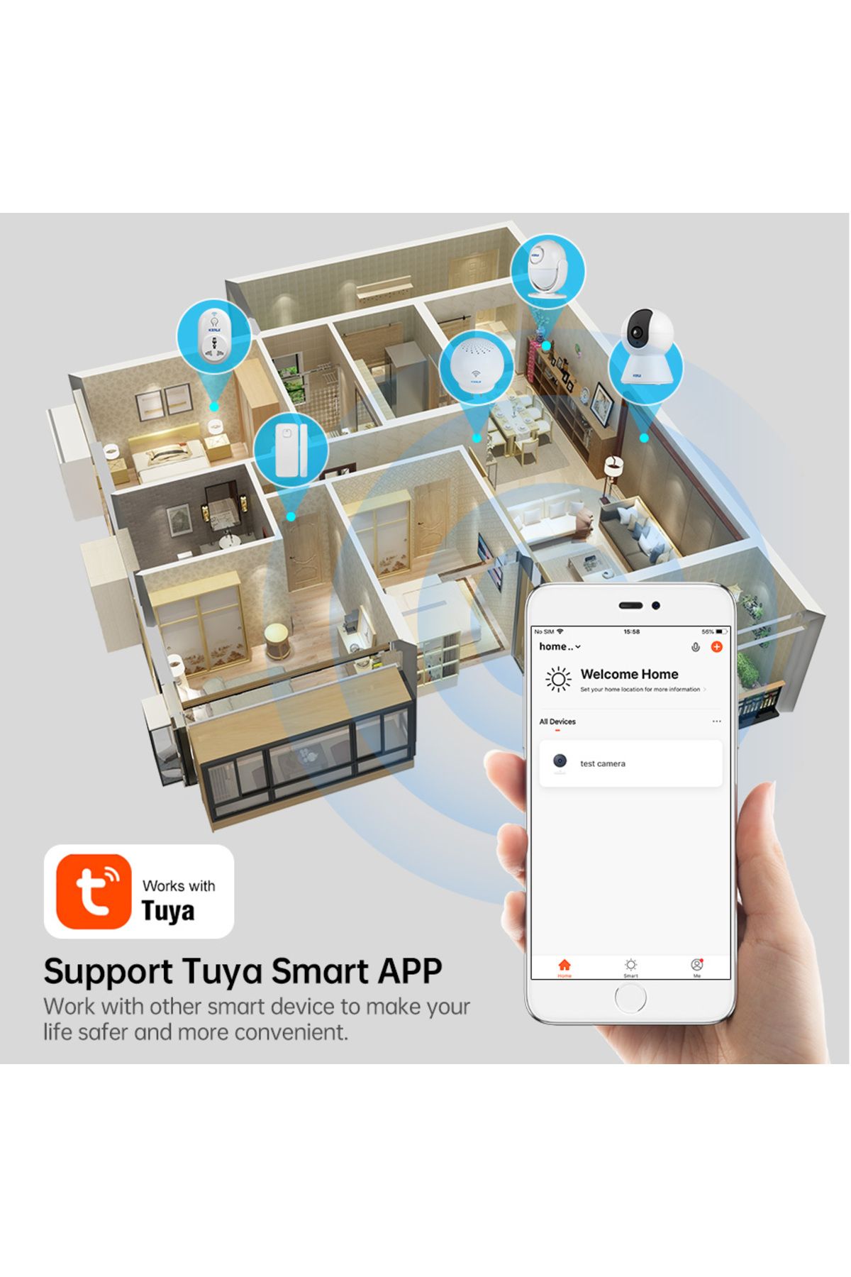 Choice-كاميرا IP 5 ميجابكسل بمقبس الاتحاد الأوروبي KERUI Mini داخلية لاسلكية 5 ميجابكسل Tuya Smart WiFi IP كاميرا أمان منزلية CCTV Su 2