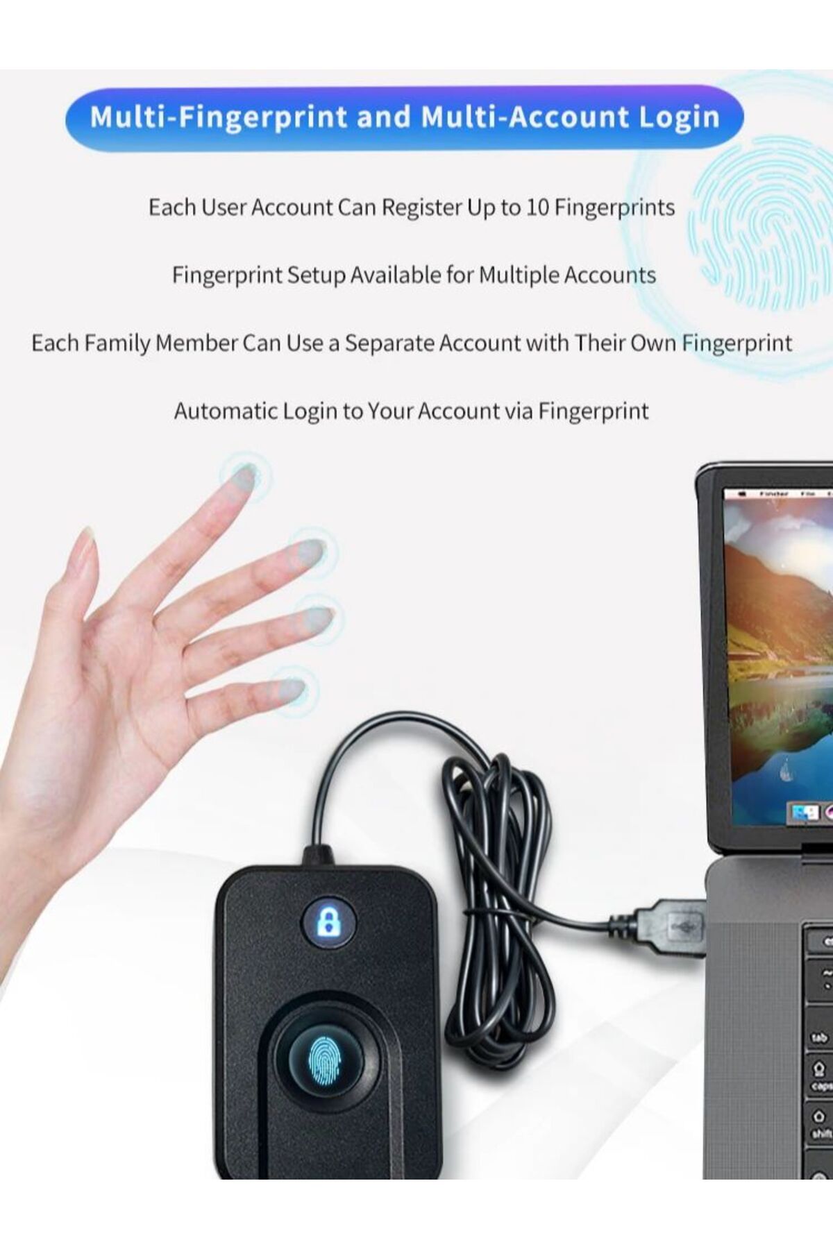 Choice-FP100 For Windows 10 11 Hello Biometric Fingerprint Login USB Reader Scanner Module Device Biometric 7