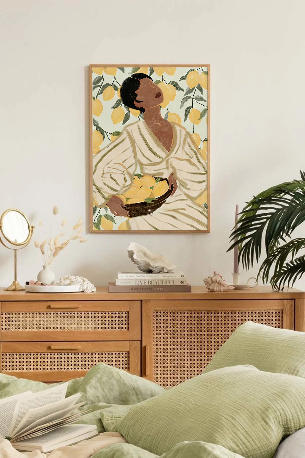 Dekorsiahome Tek Parça Ahşap Çerçeveli Oturma Odası Salon Mutfak Tablo TK0230