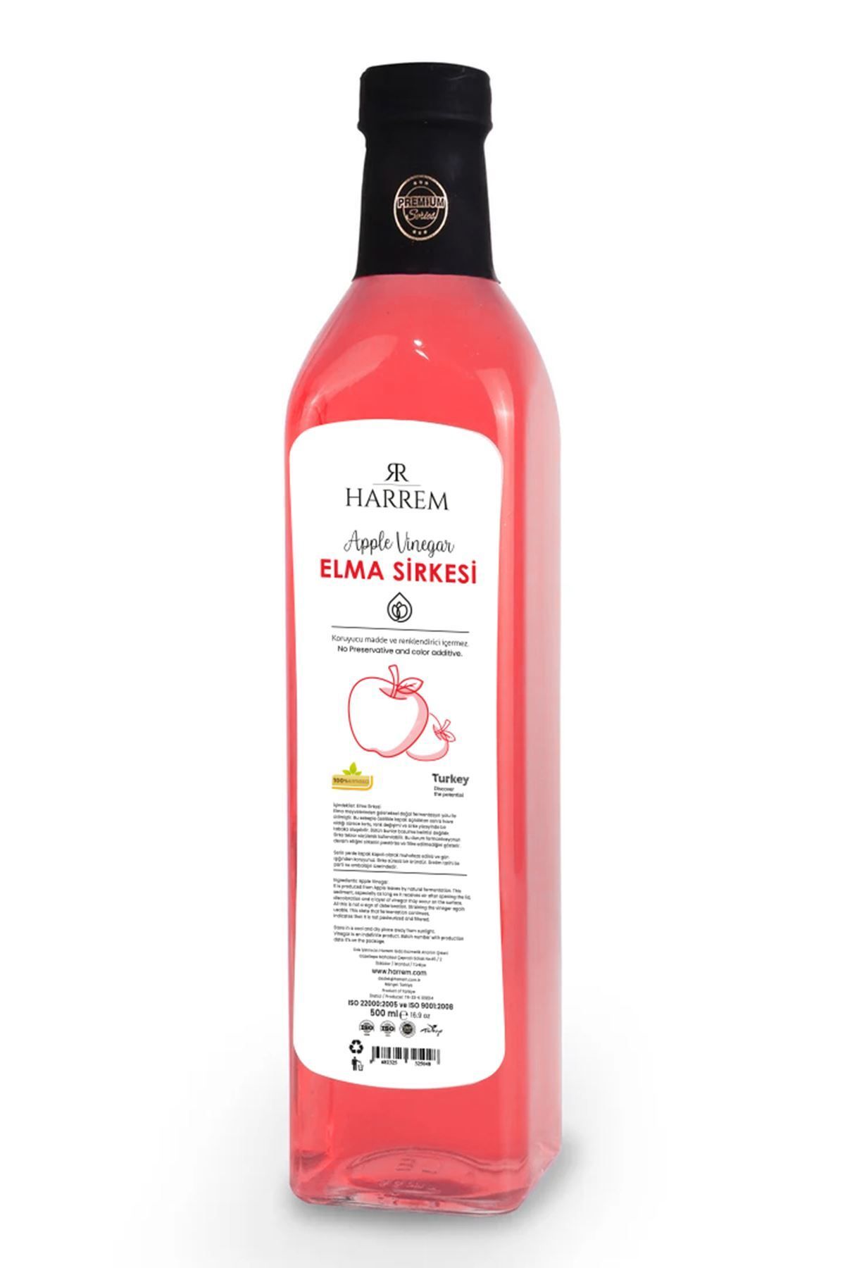 Harrem Elma Sirkesi Doğal Fermantasyon 500ml Cam Şişe