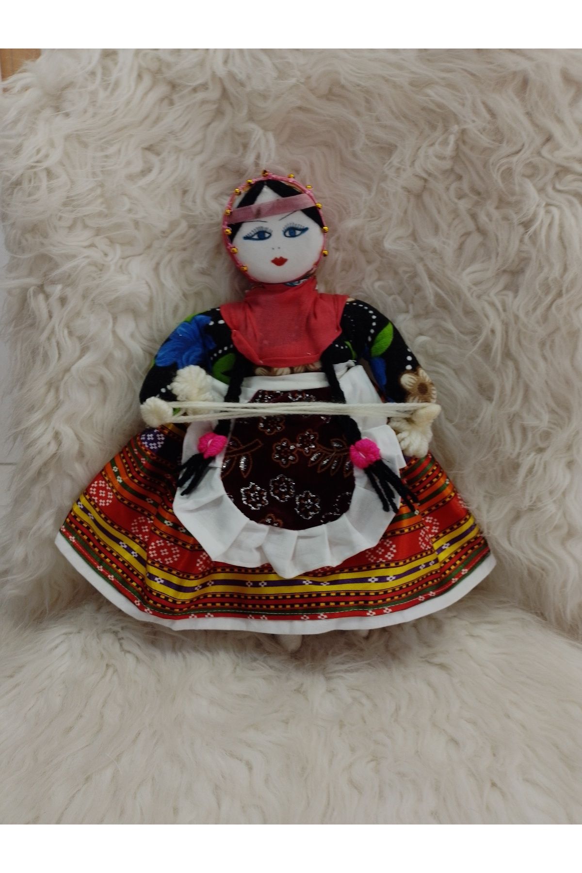 ŞAHMERDANOĞLU Şahmerdanoğlu 30x30 Cm El Yapımı Büyük Boy Kapadokya Soğanlı Bebeği, İp Saran Modelli 4