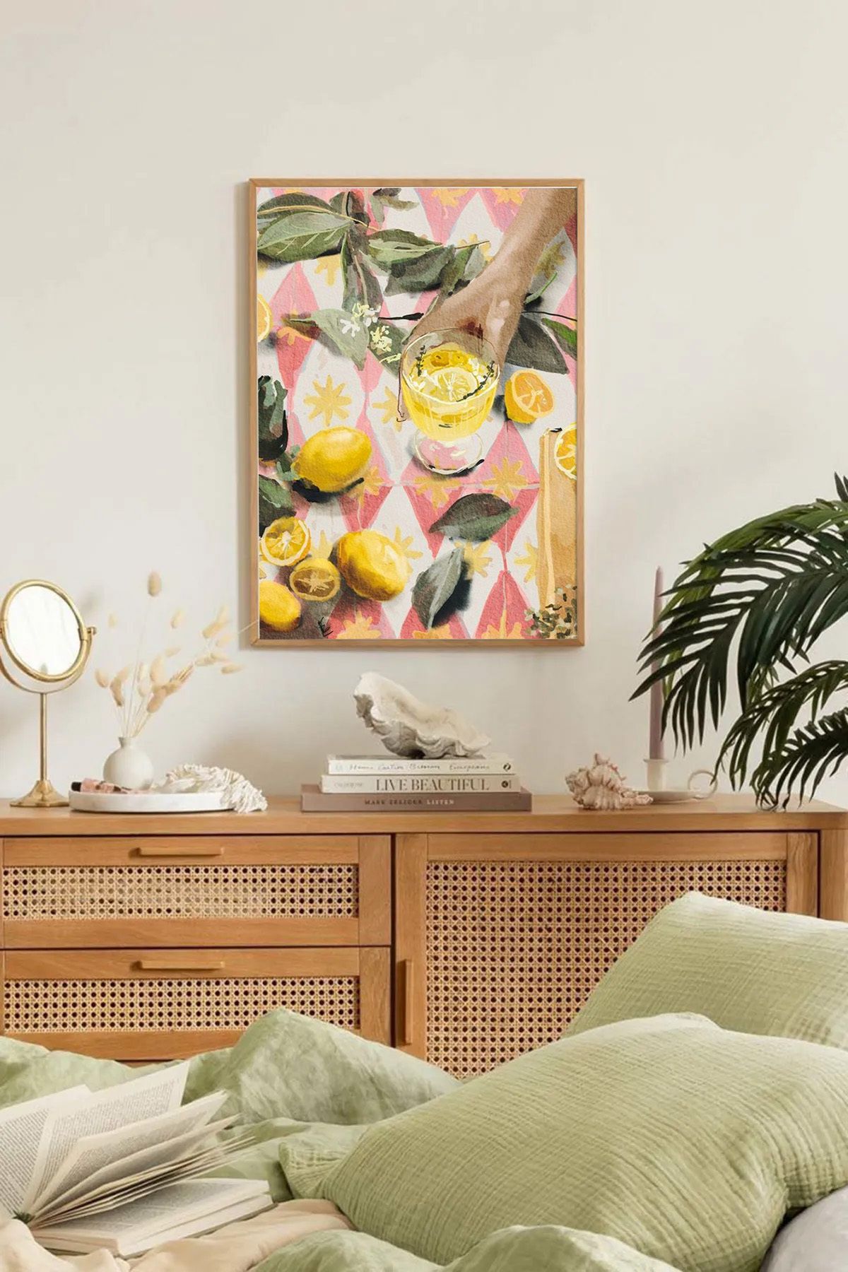 Dekorsiahome Tek Parça Ahşap Çerçeveli Oturma Odası Salon Mutfak Tablo TK0215