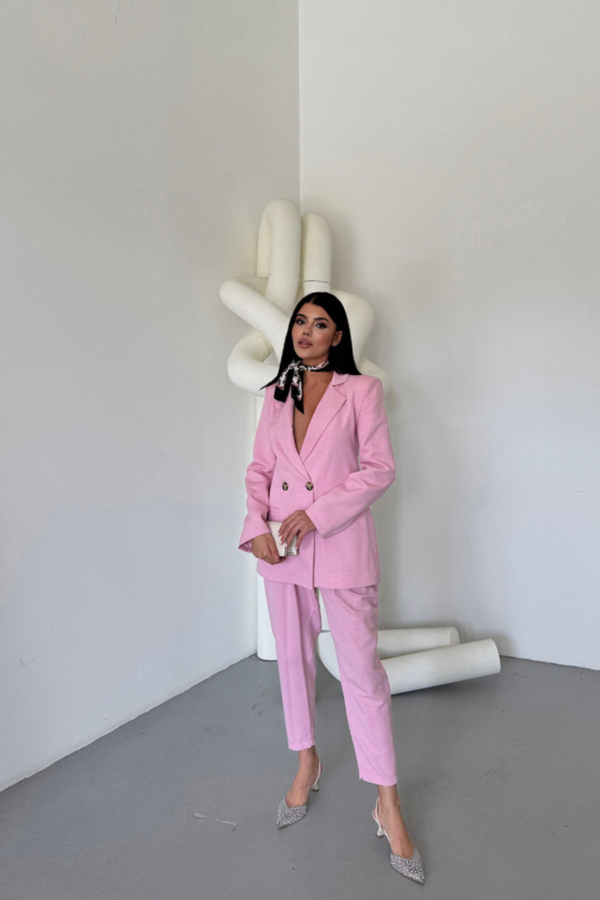 Albayrak KETEN CEKET - PANTOLON TAKIM - Pembe