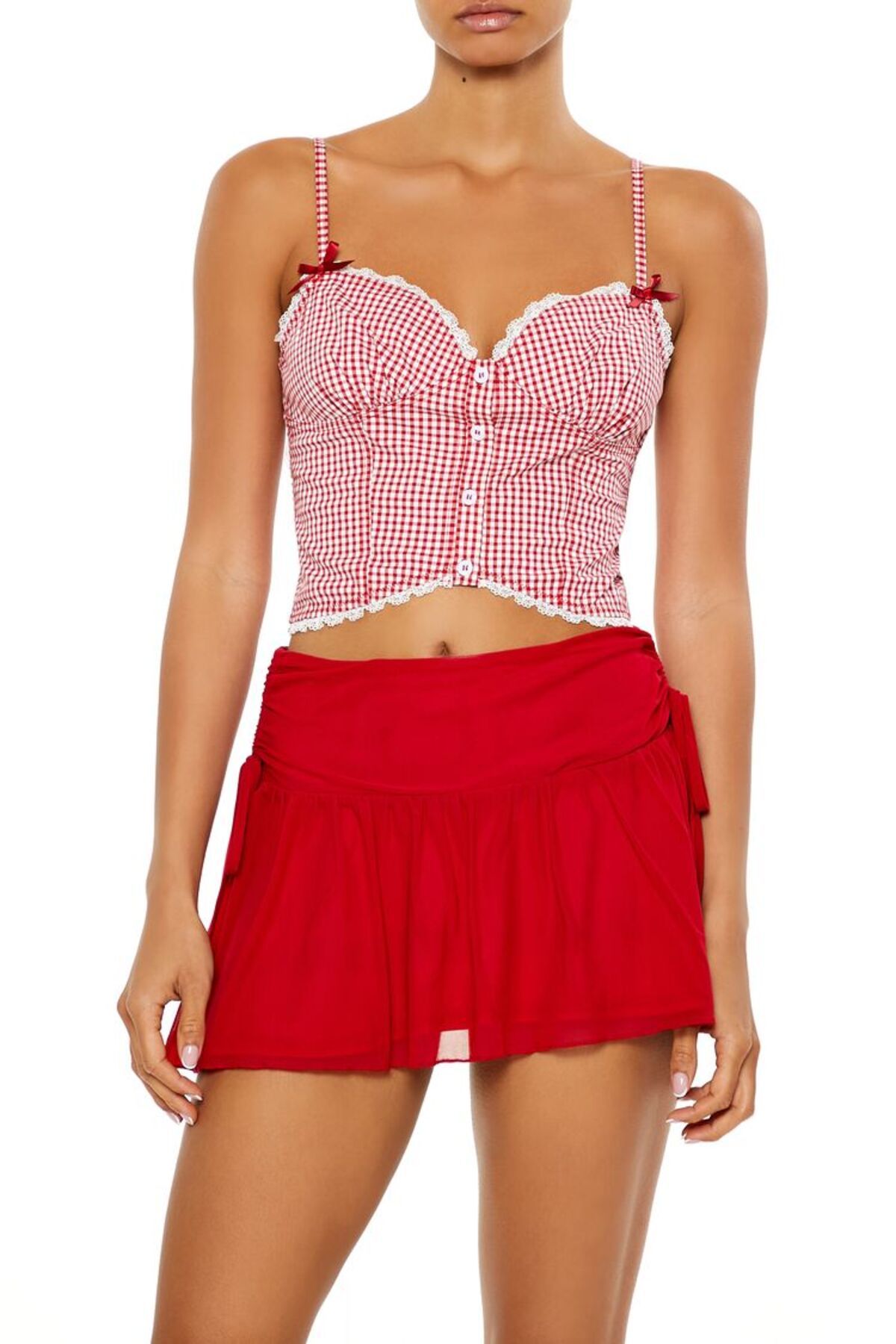 Forever 21 Pötikare Desenli Askılı Bluz