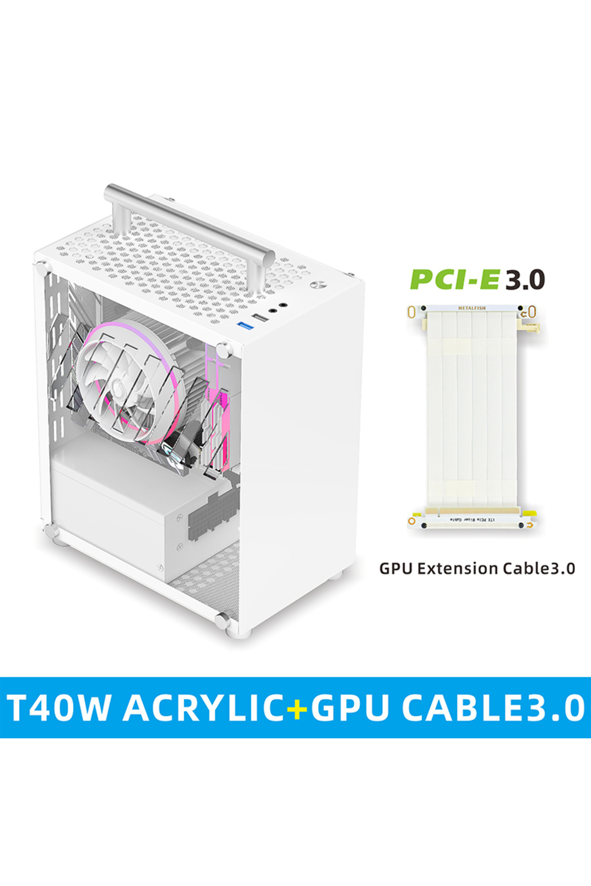 Choice4-T40 White ACR 3.0 METALFISH T40 Mini ITX Case 7L Acrylic أو Mesh Side Panel and Portable Handle Supp 1