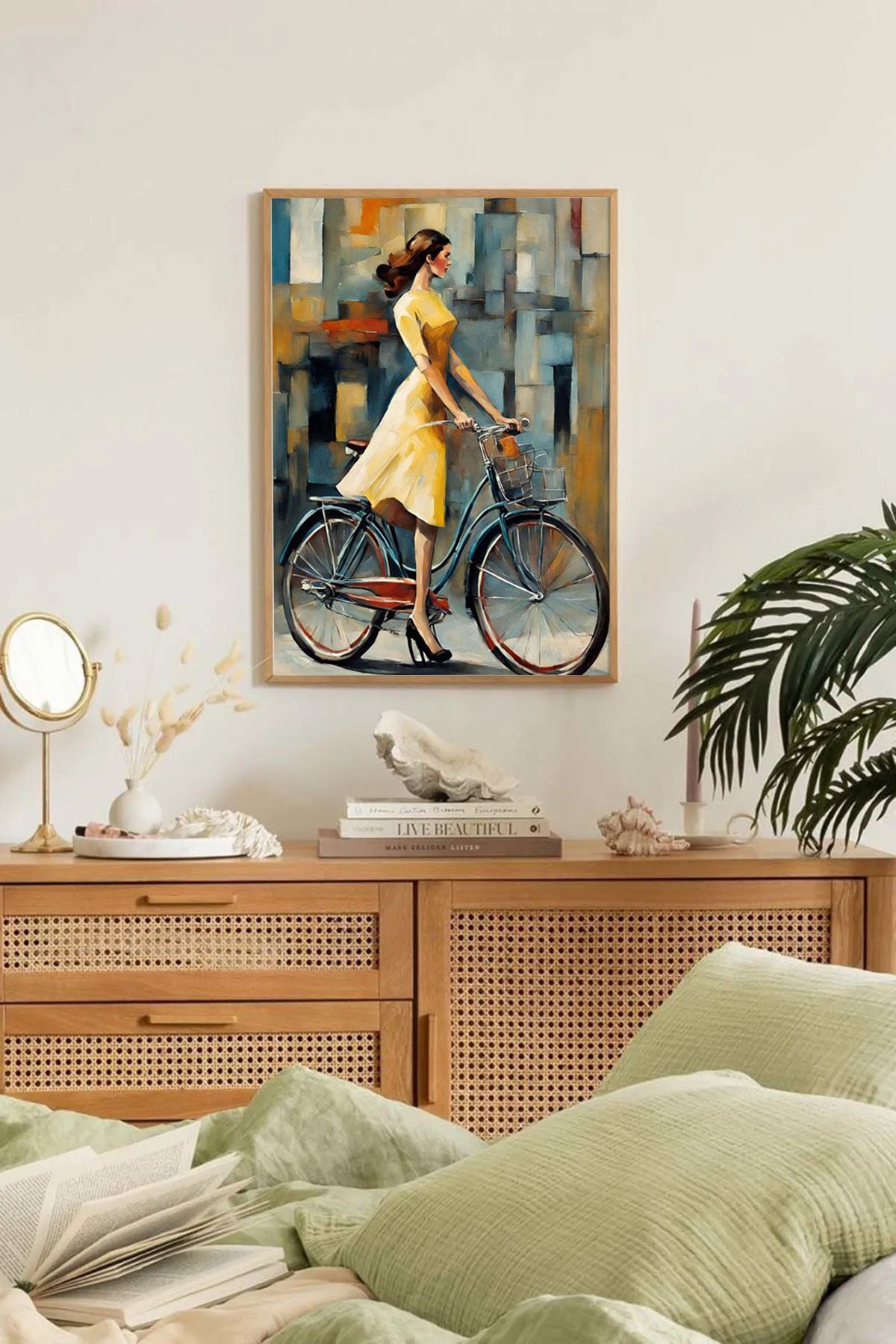 Dekorsiahome Tek Parça Ahşap Çerçeveli Oturma Odası Salon Mutfak Tablo TK0231