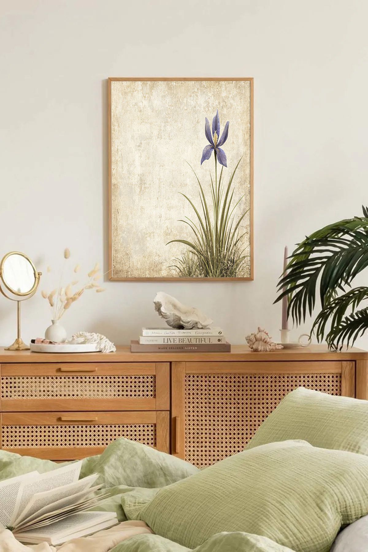 Dekorsiahome Tek Parça Ahşap Çerçeveli Oturma Odası Salon Mutfak Tablo TK0228