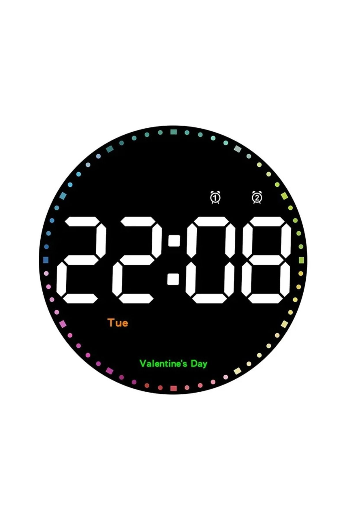 HPYTECH 10 İnç Yuvarlak LED Dijital Duvar Saati Uzaktan Kumandalı Alarm Özellikli
