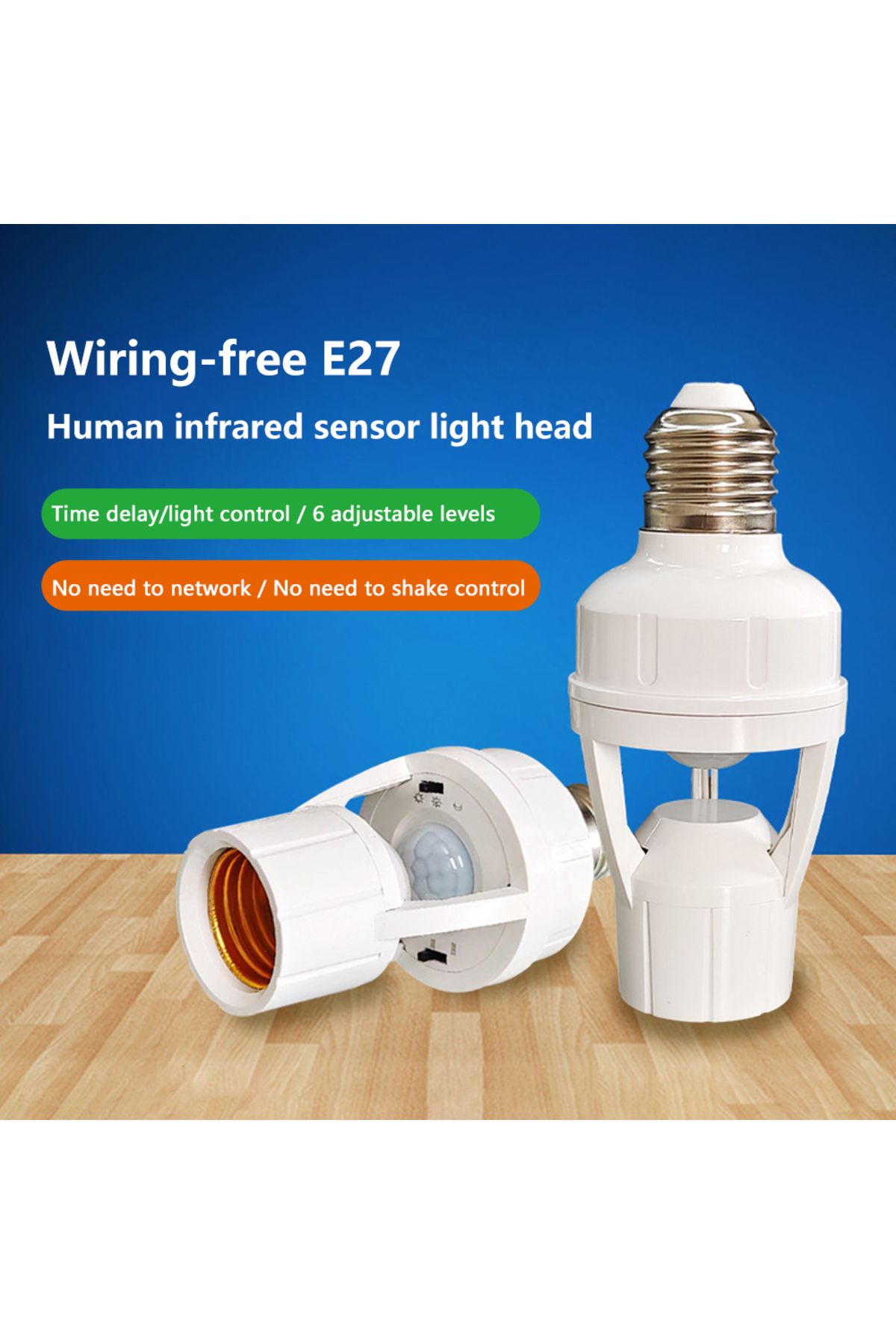 Choice-Motion Sensor Led Lamp Base E27 Socket Converter AC100-240V Light Bulb Holder Adapter Switch Adju... 3