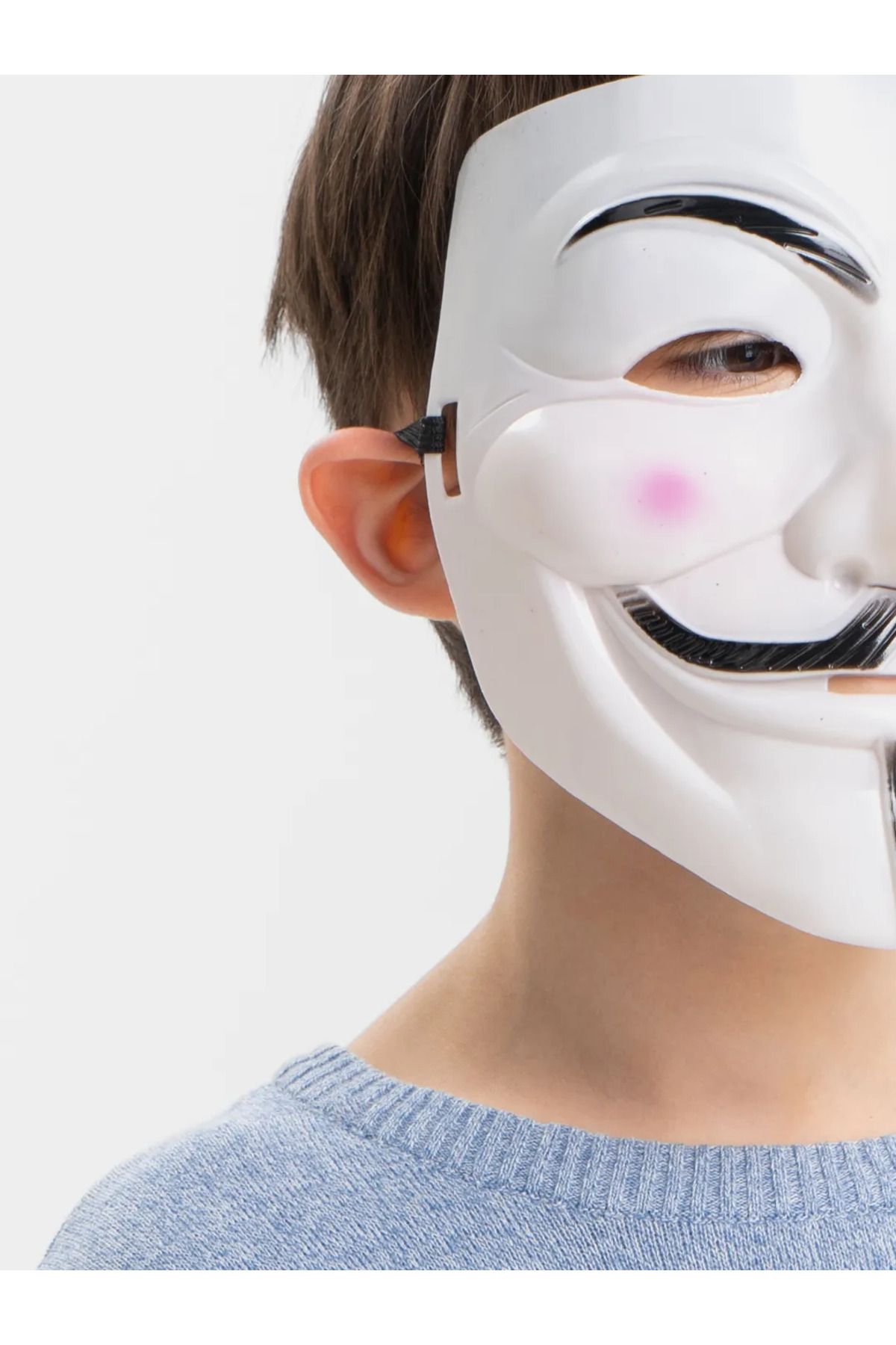 çankaya giyim uğur çankaya Nessiworld Beyaz Renk Pembe Yanaklı İthal V For Vendetta Maskesi