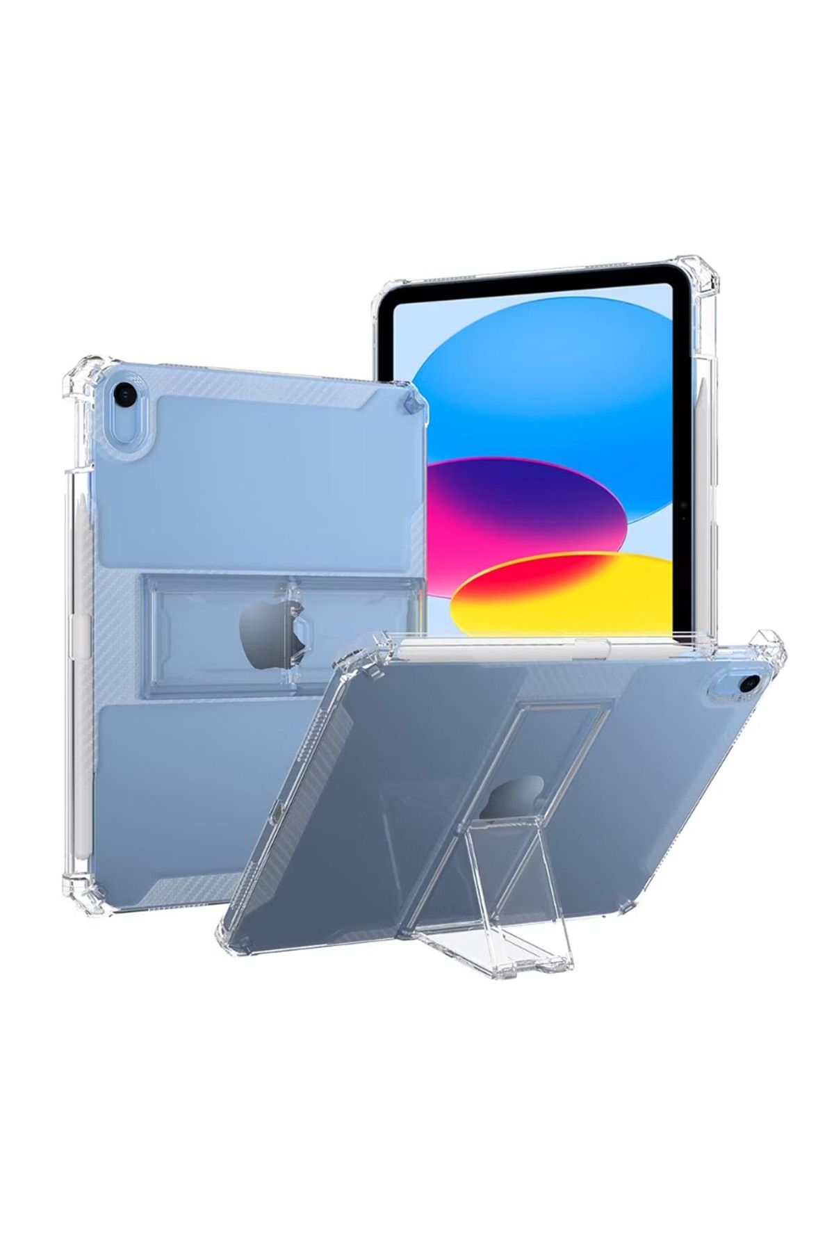 UKSCASE iPad Air 11 (2025) M3/M2, (7./6./5./4.) Uyumlu Kalemlik Bölmeli/Standlı/Airbag Köşe Korumalı Kılıf