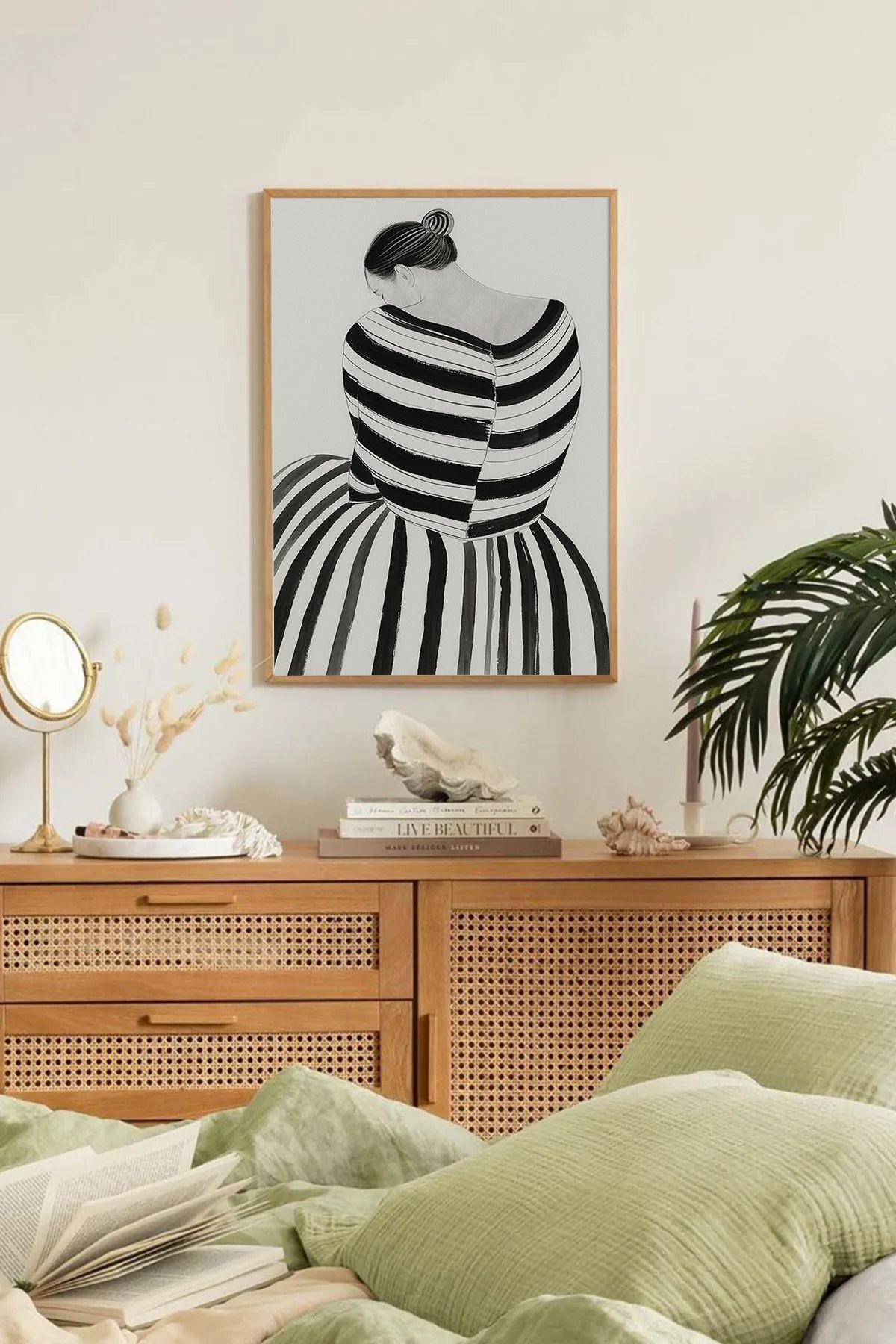 Dekorsiahome Tek Parça Ahşap Çerçeveli Oturma Odası Salon Mutfak Tablo TK0202