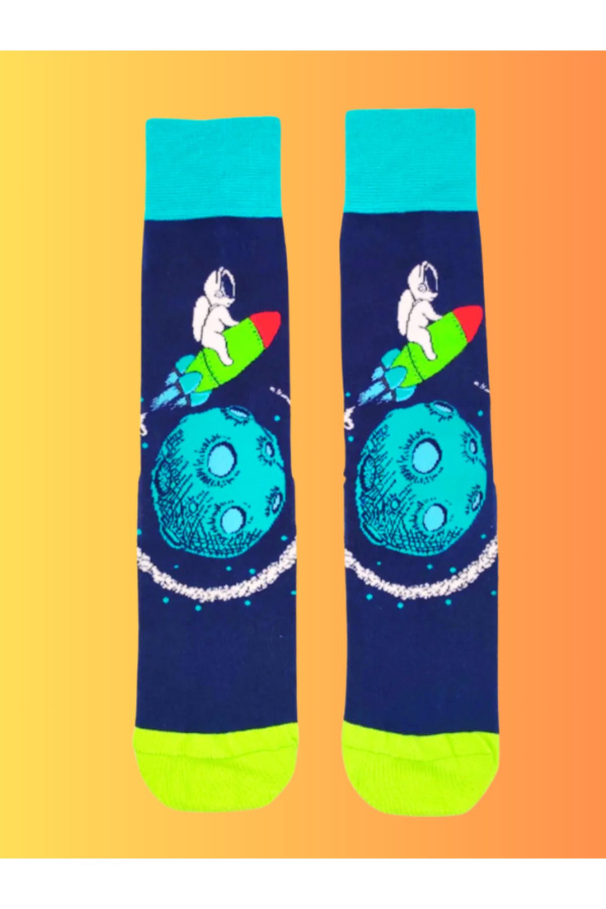Shuttle Park Özel Seri Space Socks Renkli Eğlenceli Happy Uzay Desenli Rahat Tasarım Tarz Kokulu Dikişsiz Çorap