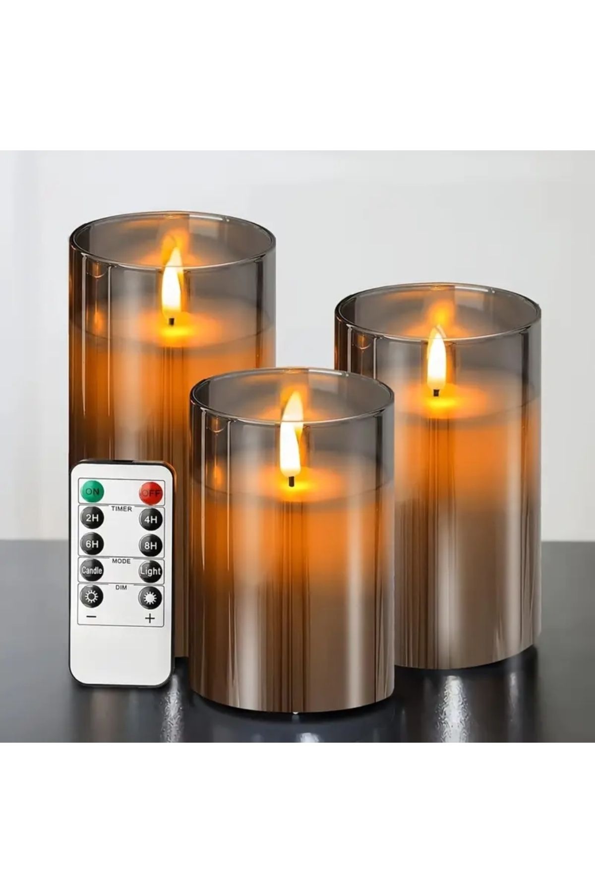 bliss store Alevsiz led mum 3 parça uzaktan kumandalı mum seti
