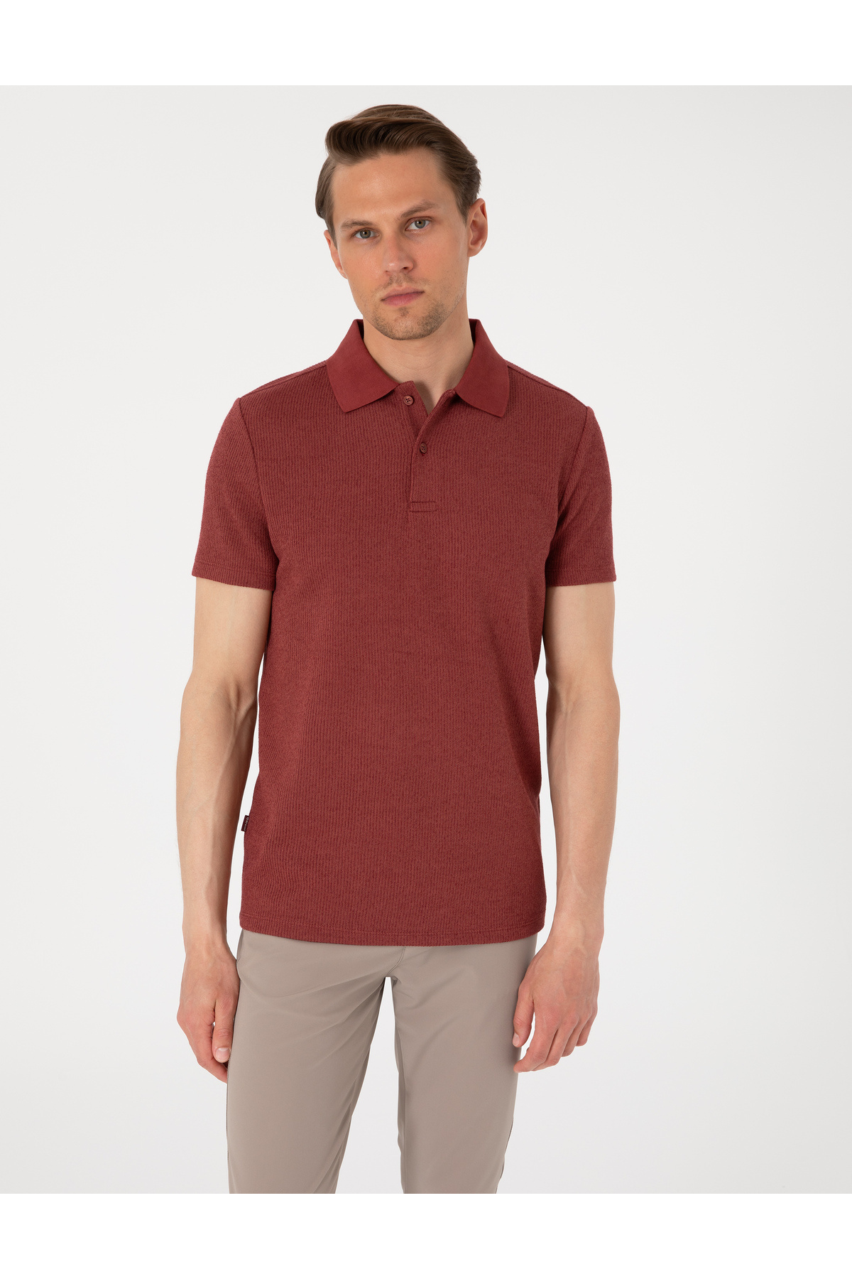 پیر کاردین تی شرت یقه پولو بافتنی بافتنی Nar Slim Fit 50310171-VR239