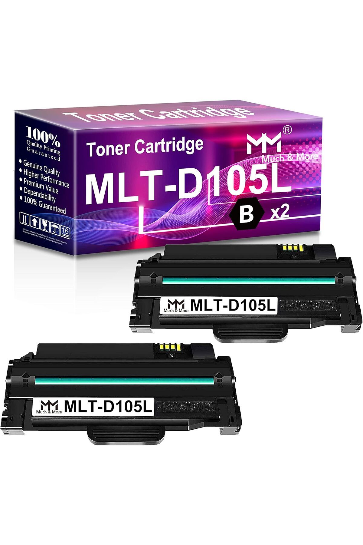 Samsung **YA*DE TONER**D105L SCX-4623 SCX-4623F SCX-4623FW ML-2525 ML-2525W ML-2545 Printers (2 x Black)