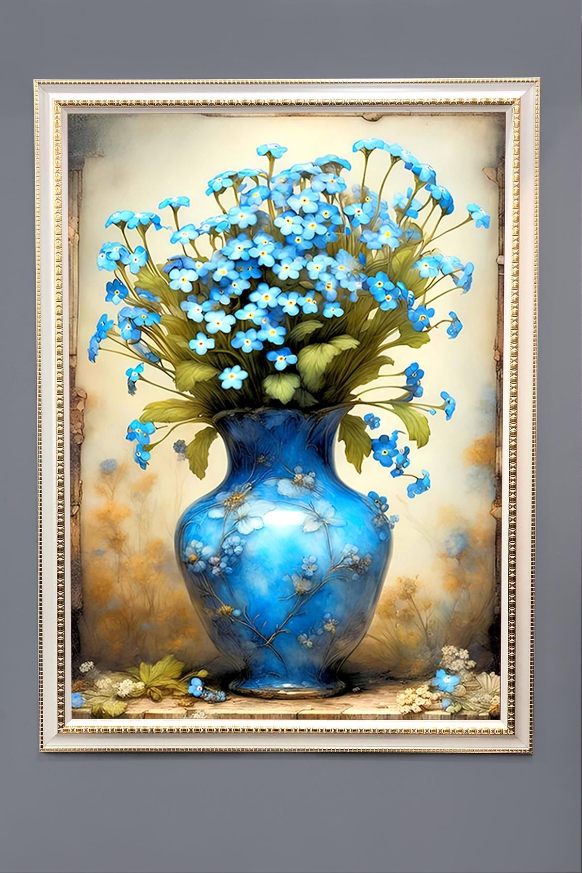 Doruklar Home Collection Dekoratif Modern Çiçek Desenli Çerçeveli Duvar Tablosu 50x70cm FLOWER04