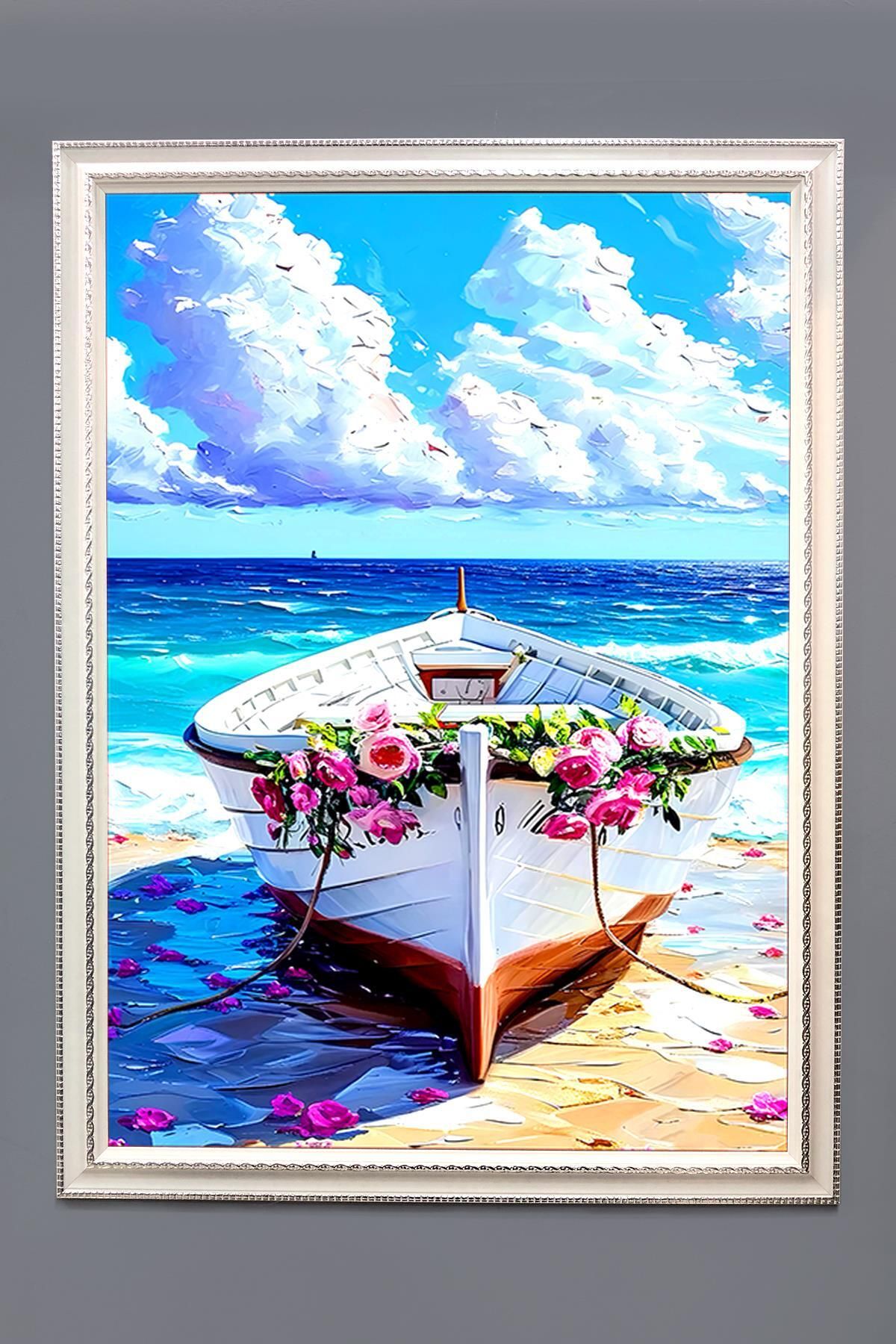 Doruklar Home Collection Dekoratif Modern Çiçek Desenli Çerçeveli Duvar Tablosu 50x70cm FLOWER06
