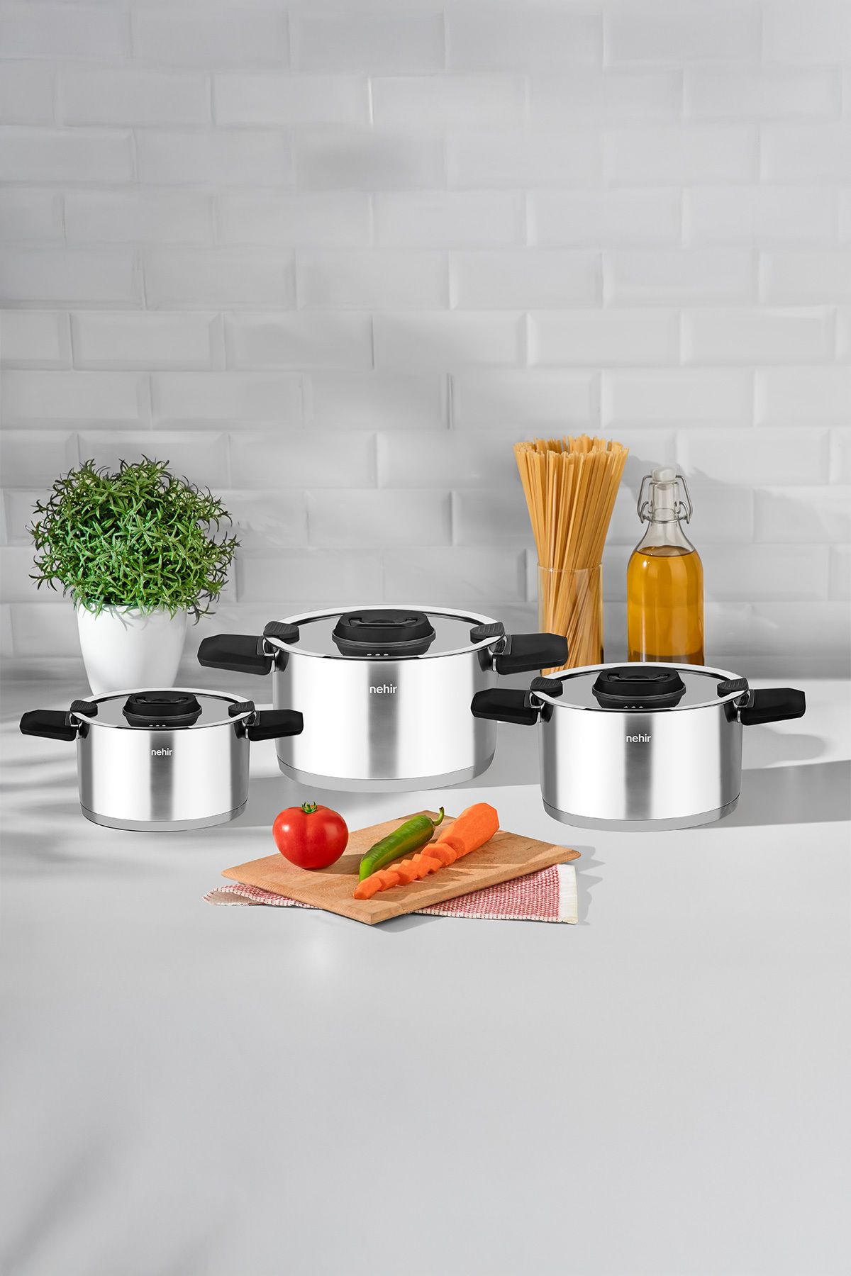 Nehir Elena Saten 6 Parça Derin Tencere Set