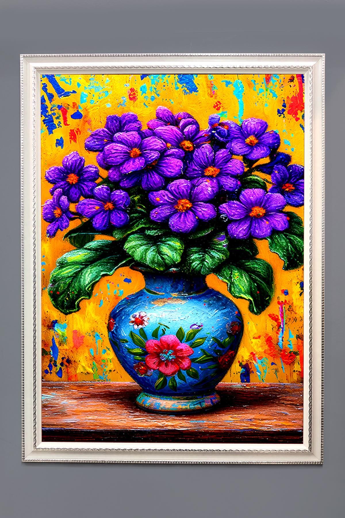 Doruklar Home Collection Dekoratif Modern Çiçek Desenli Çerçeveli Duvar Tablosu 50x70cm FLOWER01