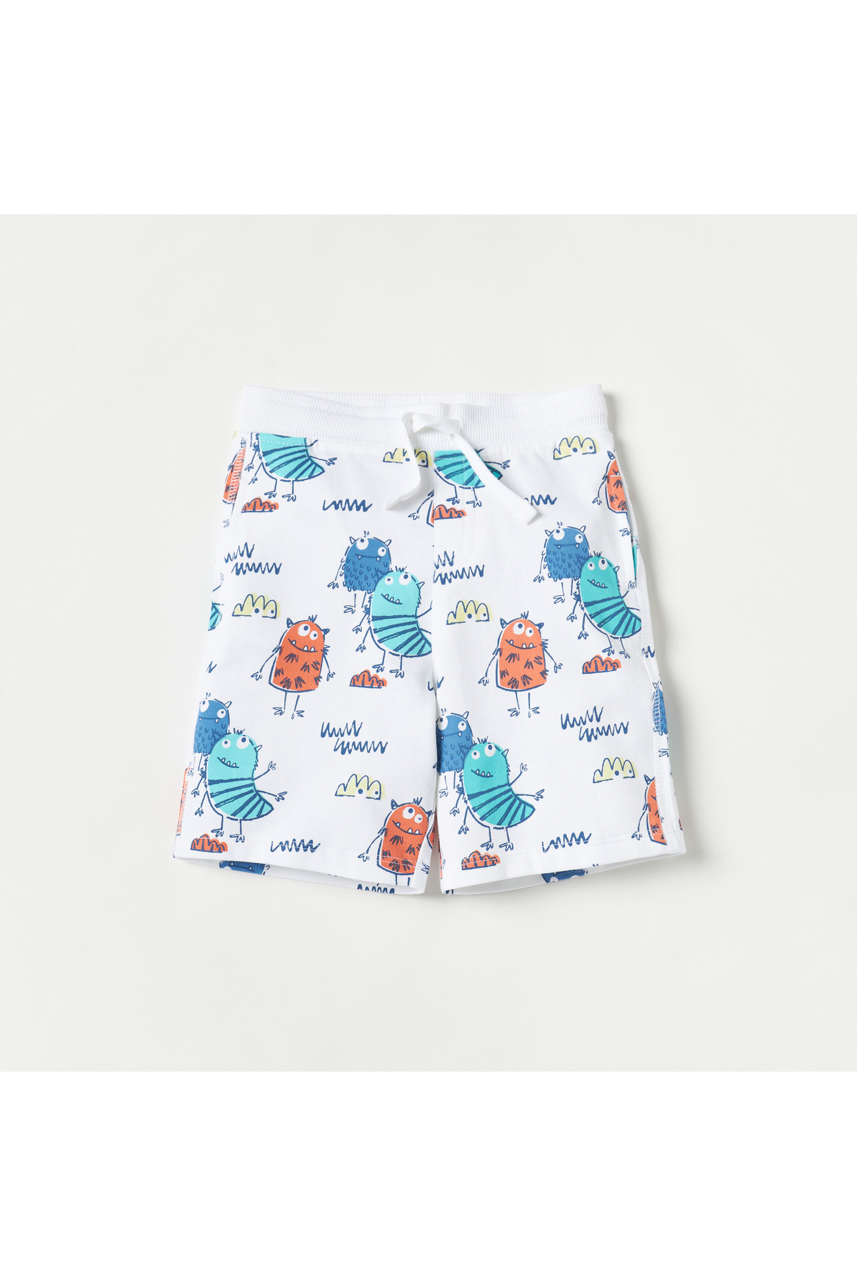 Juniors-Monster Print Shorts With Drawstring Closure - Set Of 2 2