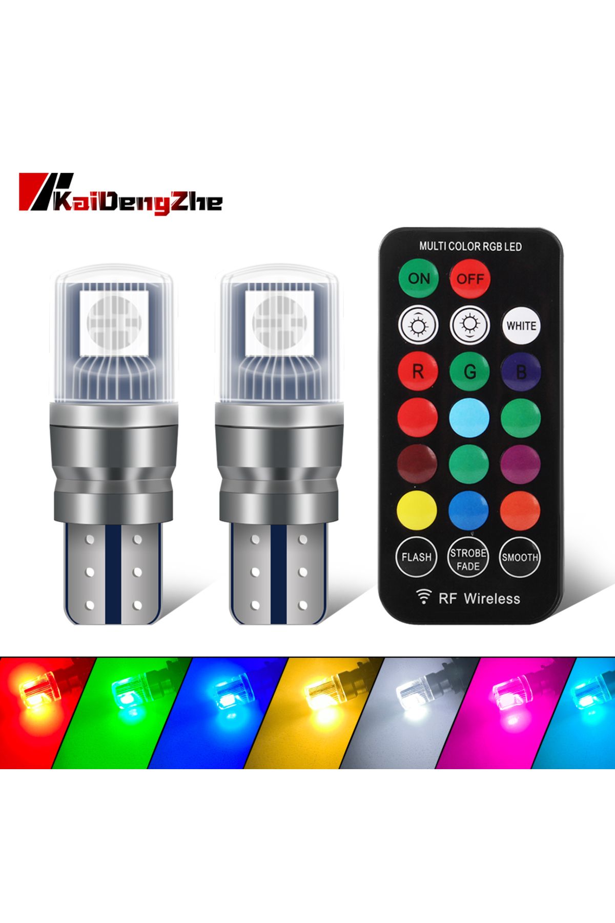 Choice-1 Set Remote Control With 2pcs Rgb T10 W5w Led 194 168 5050 12v Car Dome Reading Light Automobiles C 1