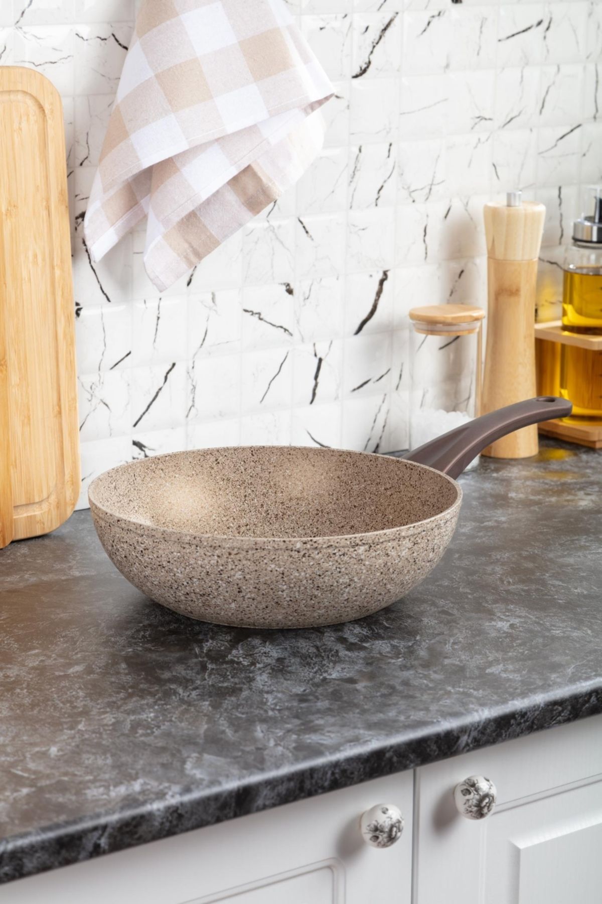 Bernardo Bianca - 28 cm Granit Wok Tava