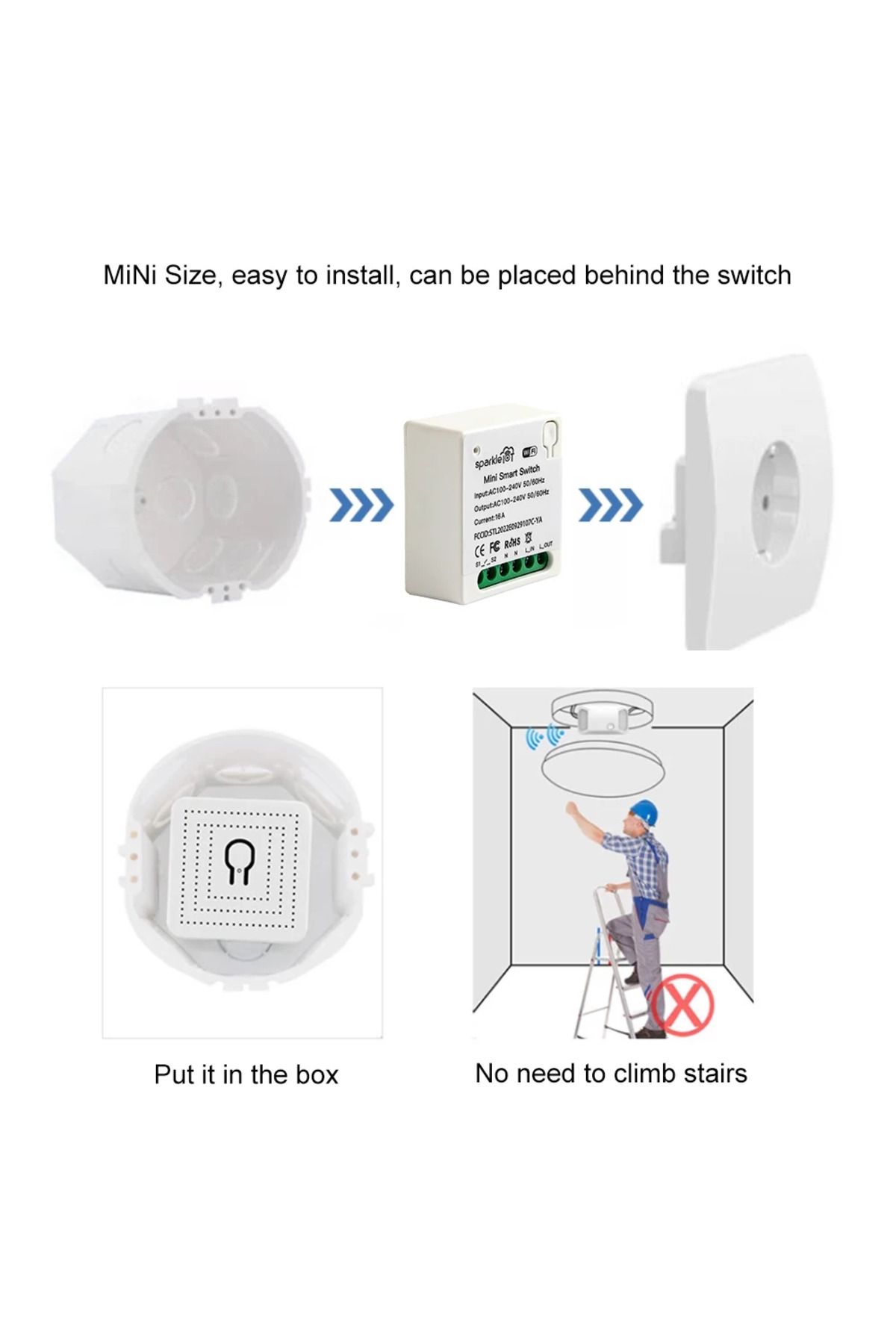 Choice-4PCS RCmall Matter 16A WiFi mini Smart Switch Pass-through Disconnect Dual Control Outletorks Remote 4