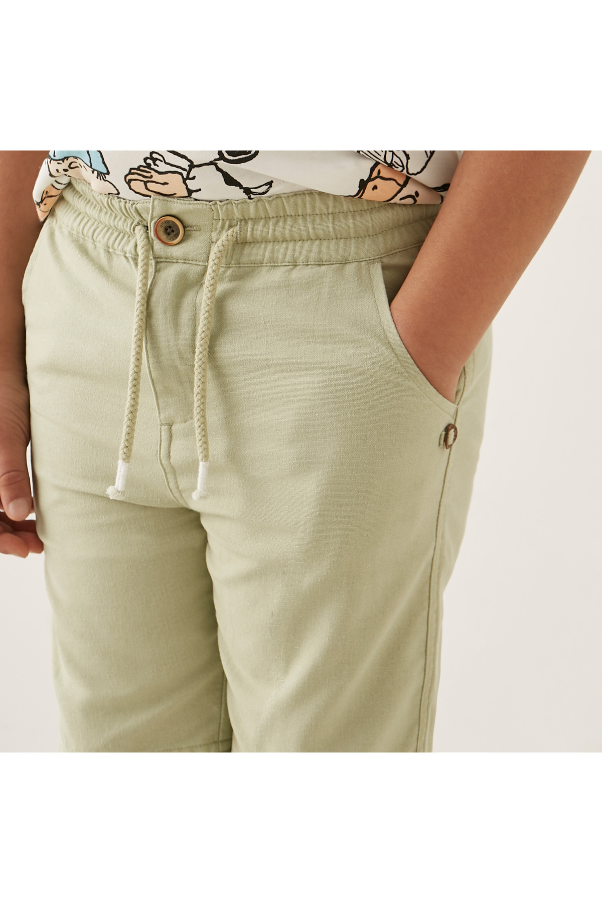 ELIGO-Solid Shorts With Drawstring Closure And Pockets 4