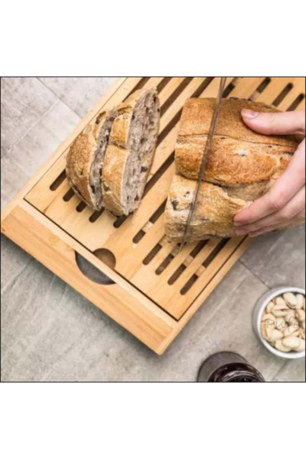 PUFO-bamboo bread slicer with tray, 37 x 22 cm 4