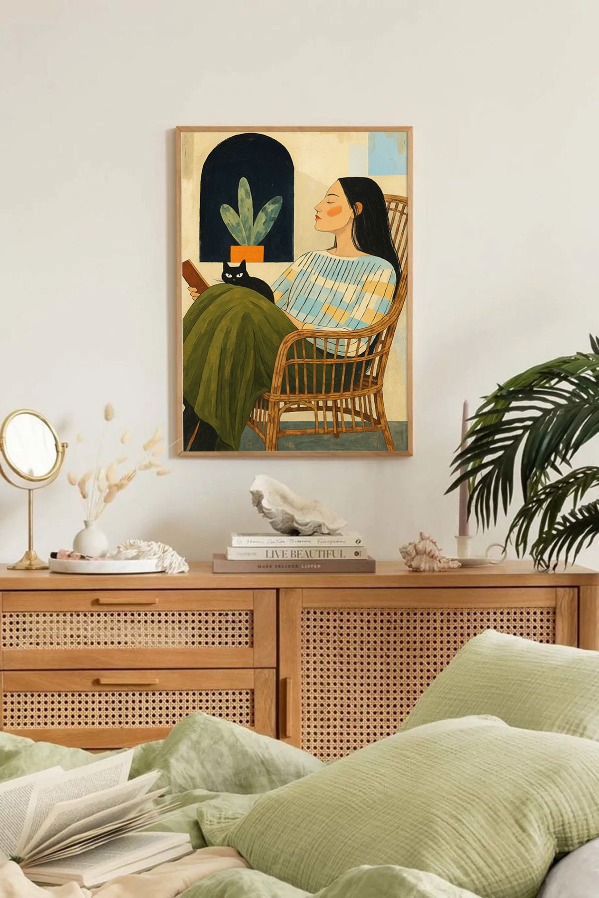 Dekorsiahome Tek Parça Ahşap Çerçeveli Oturma Odası Salon Mutfak Tablo TK0191