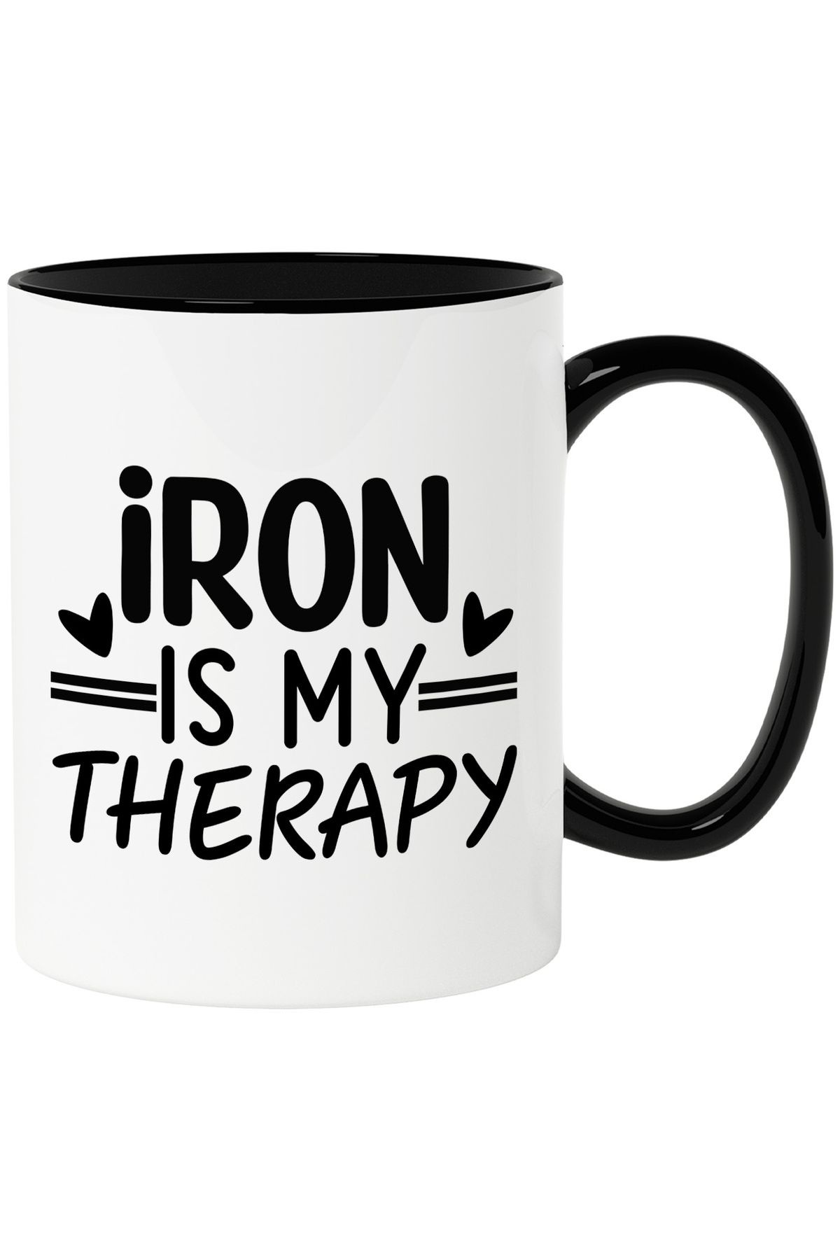 StoryGift Romania Cana Cu Inimioare Si Textul "fierul E Terapia Mea" Cu Maner Negru, Cu Maner Negru Stg - One Size