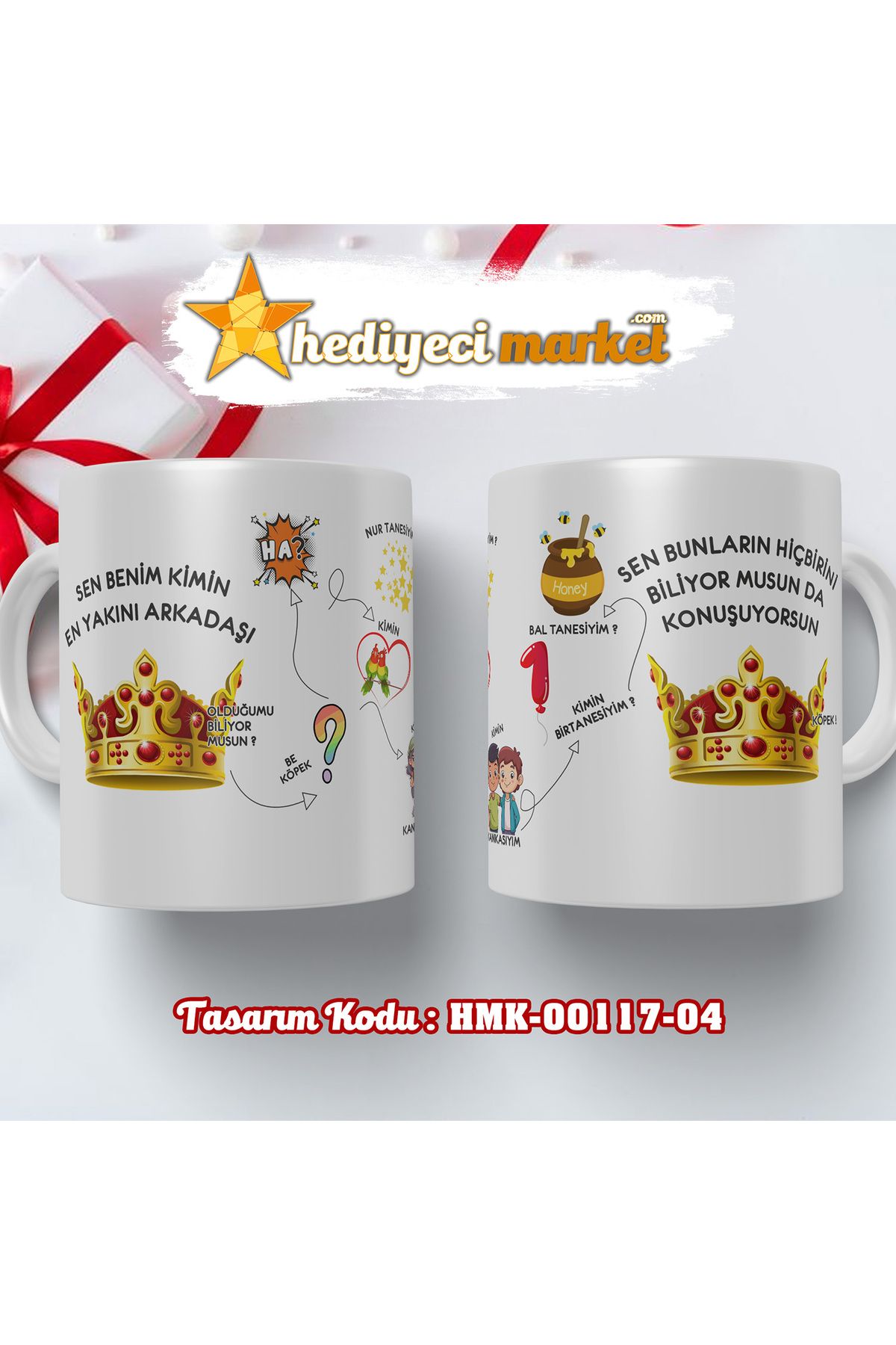 Hediyeci Market Prens Karakter Temalı Beyaz Kupa Bardak - HMK-00117-03 ve HMK-00117-04