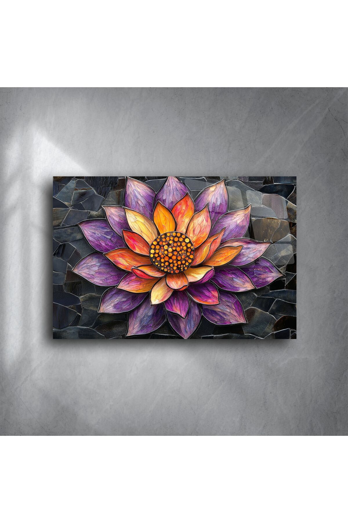 LEYLASER Lotus Çiçeği Cam Duvar Tablosu