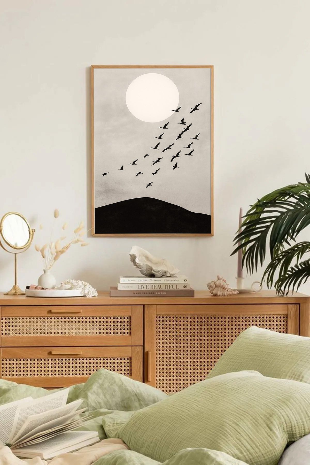 Dekorsiahome Tek Parça Ahşap Çerçeveli Oturma Odası Salon Mutfak Tablo TK0171