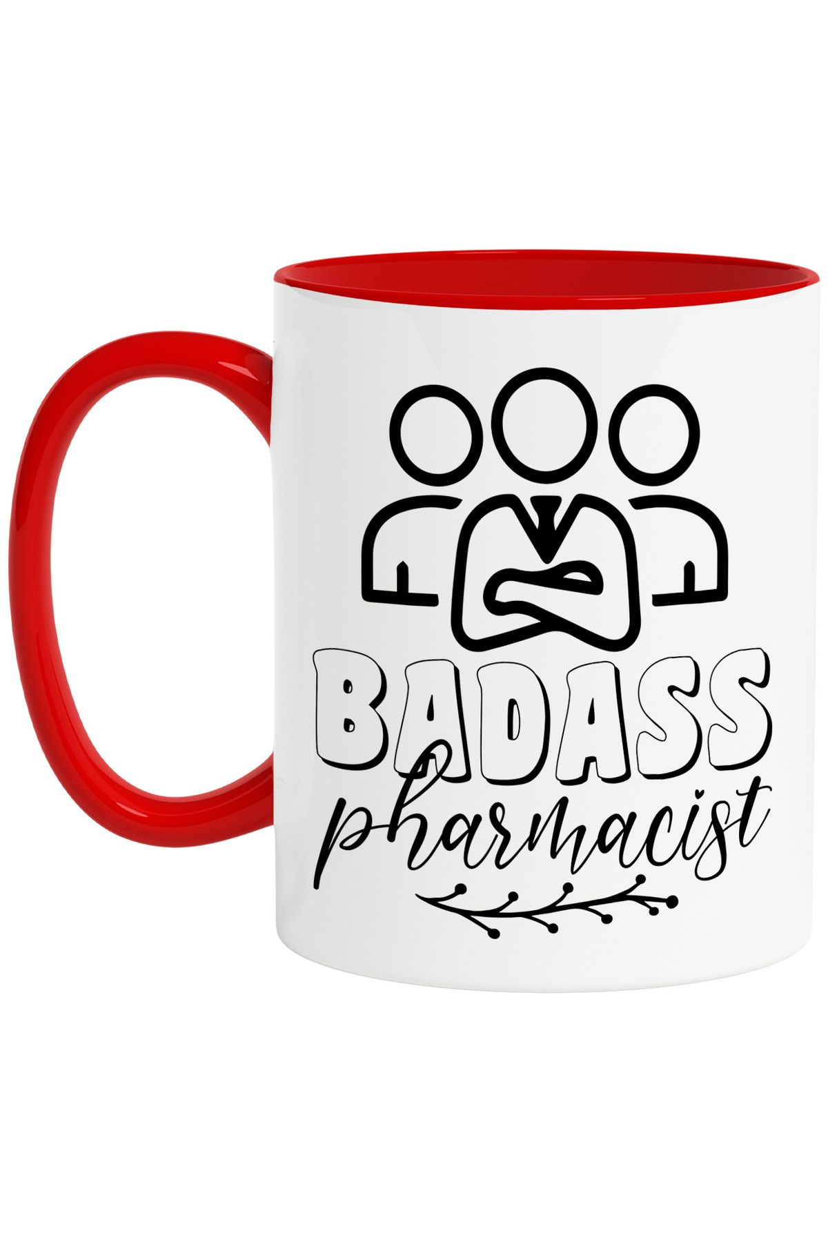 StoryGift Romania Cana Pentru Un Farmacist Smecher Cu Textul In Engleza "bada*s Pharmacist" Cu Man, Cu Maner Rosu Stg - One Size