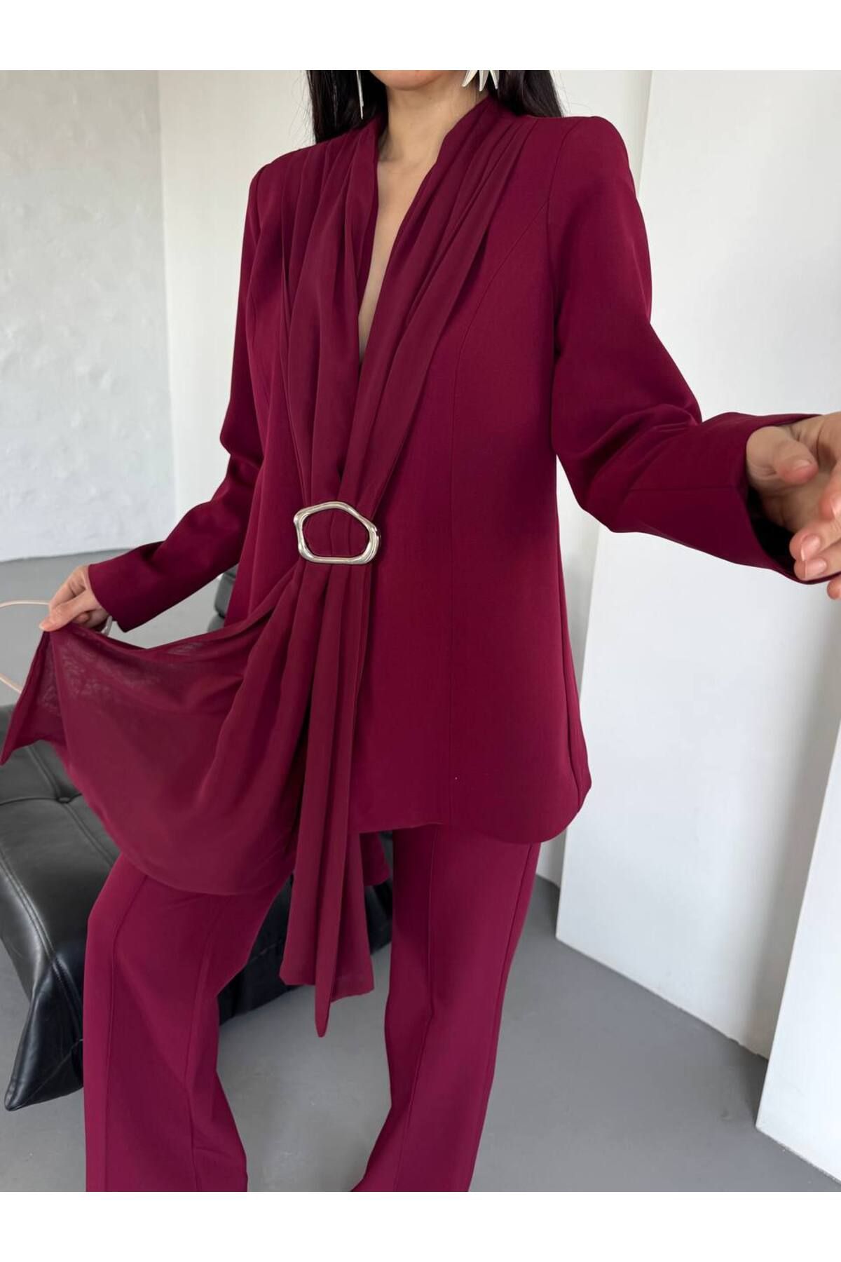 ZF BUTİK Şal Detay İkili Blazer Ceket Takım