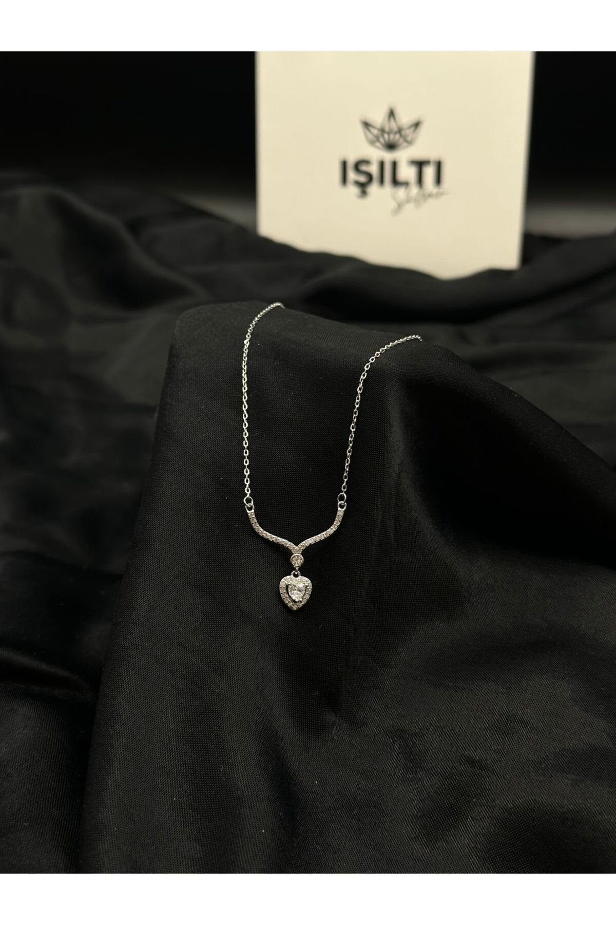 Işıltı Silver 925 Gümüş | Abiye Tasarımlı Kalp Kolye