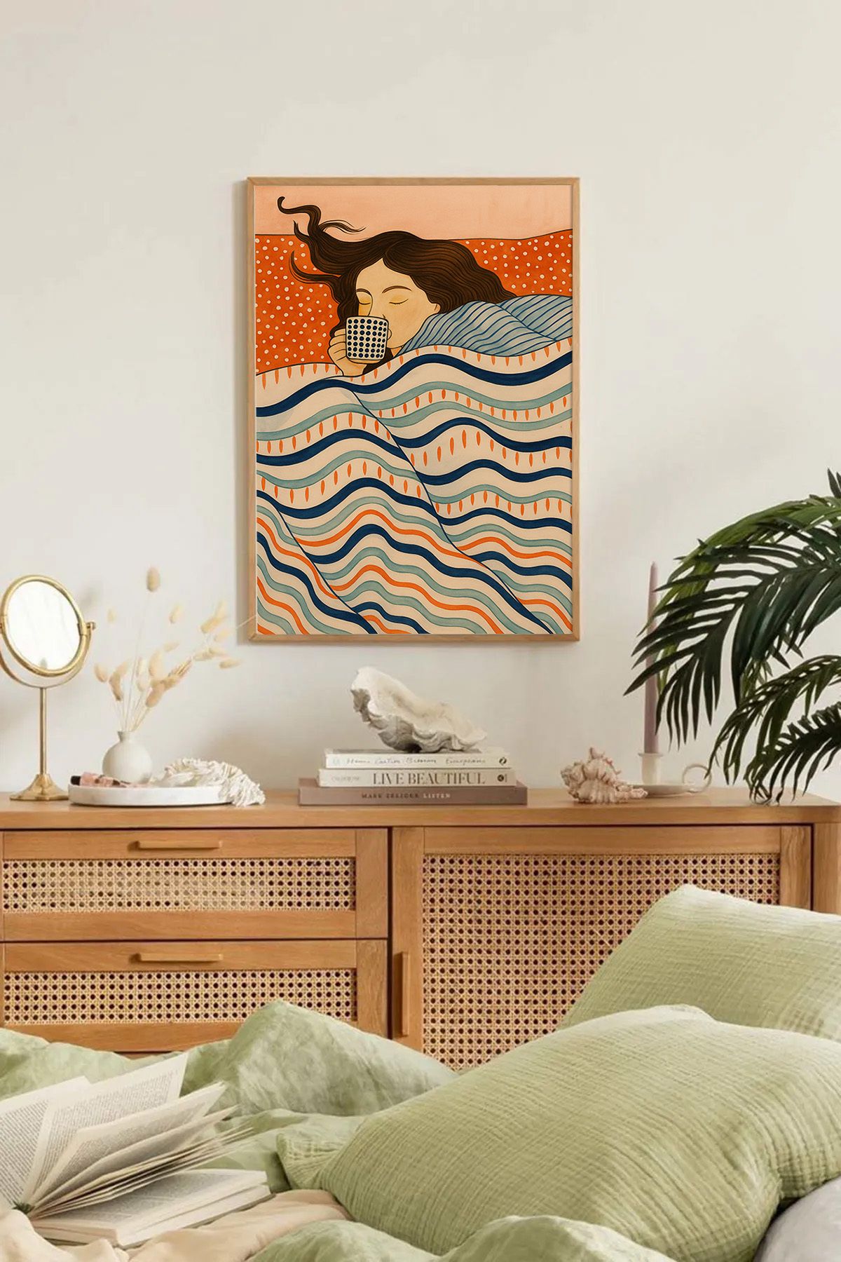 Dekorsiahome Tek Parça Ahşap Çerçeveli Oturma Odası Salon Mutfak Tablo TK0218