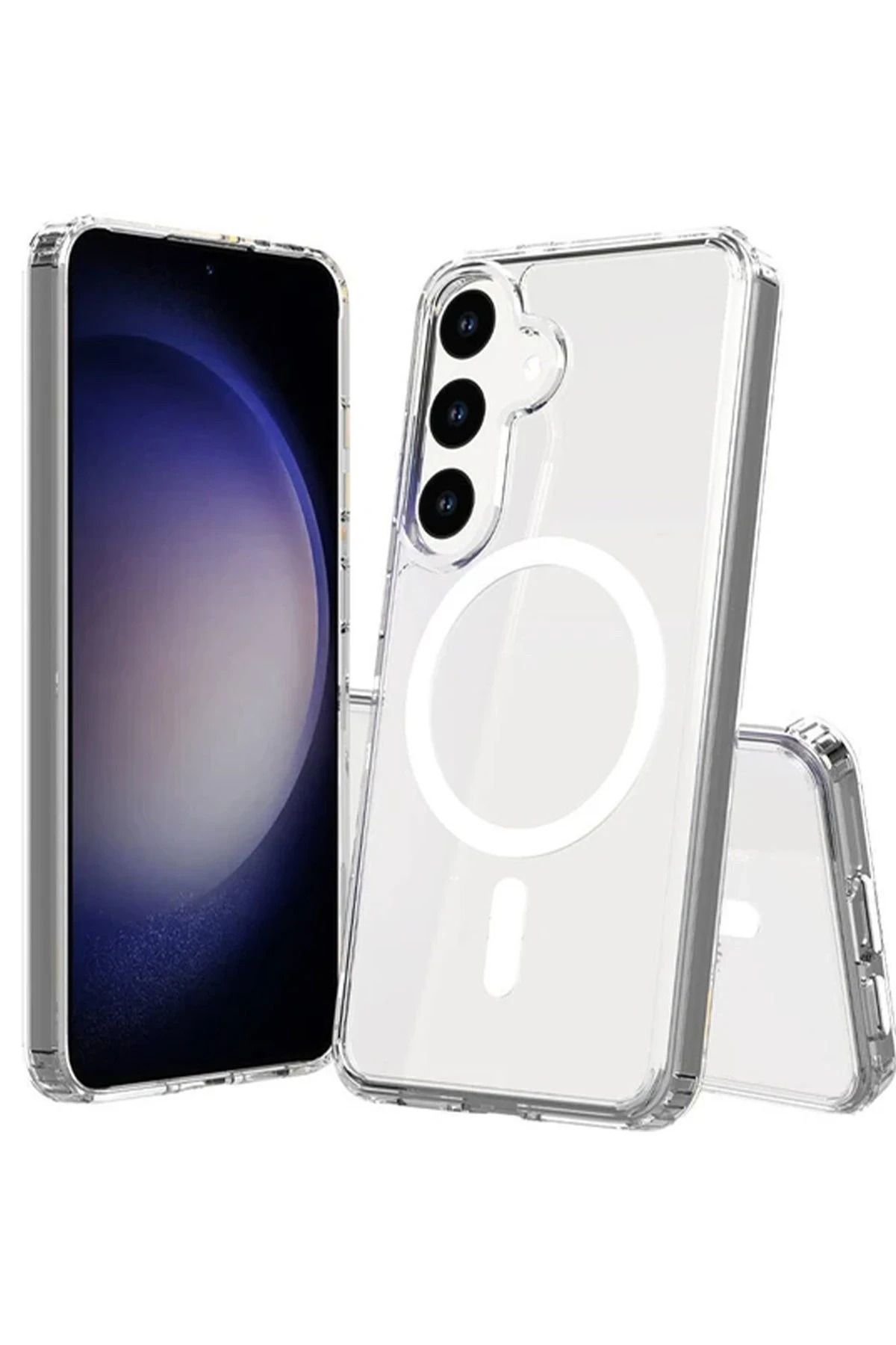 NewFace Galaxy S24 Plus Uyumlu  Kılıf Magneticsafe Şeffaf Silikon - Şeffaf