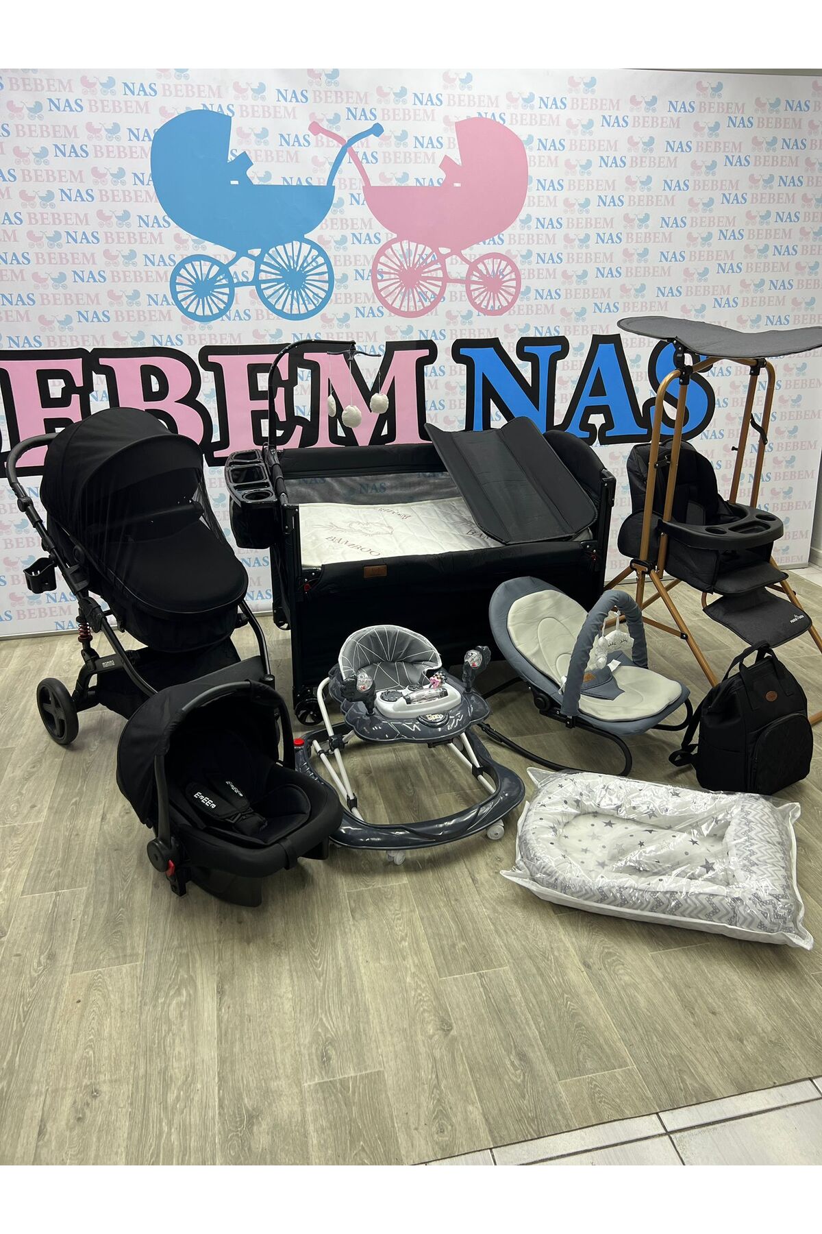 bebemnas Yeni Doğan Bebek Çeyiz Seti Full Set (bebek arabası-çanta-puset-yürüteç-beşik-anakucağı-salıncak) fotoğrafı 2 (önizleme)