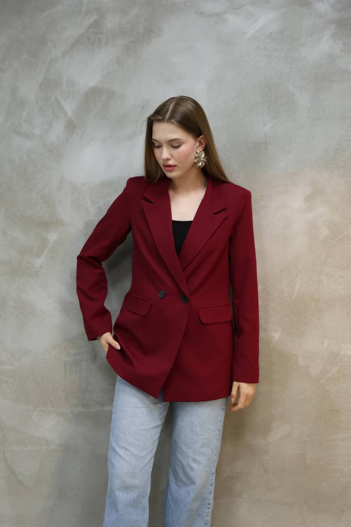 Veste Blazer Femme à Un Bouton - Design Chic et Moderne - Görsel 3