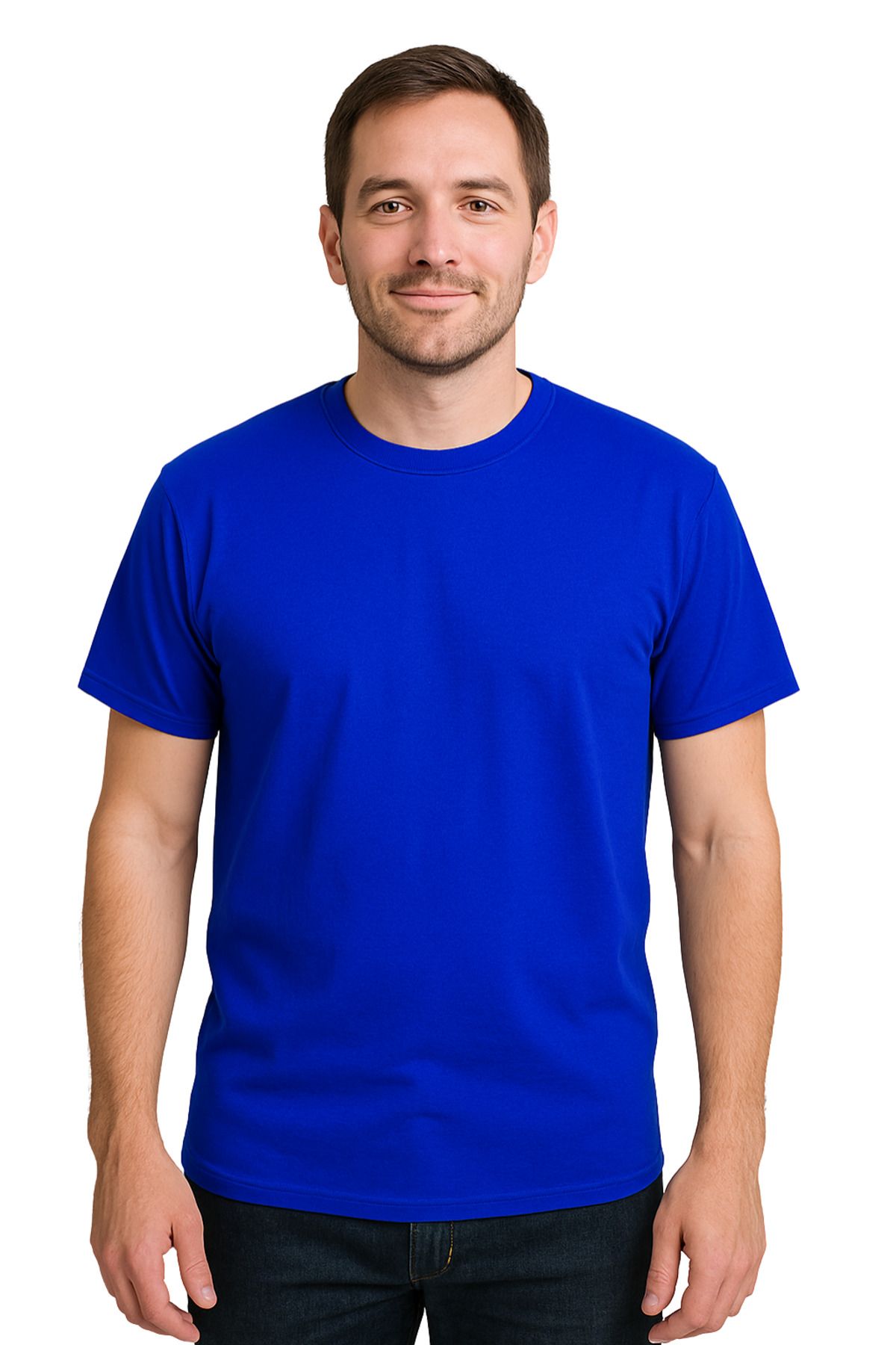 ZALKAYA Bisiklet Yaka Basic Renkli T-shirt