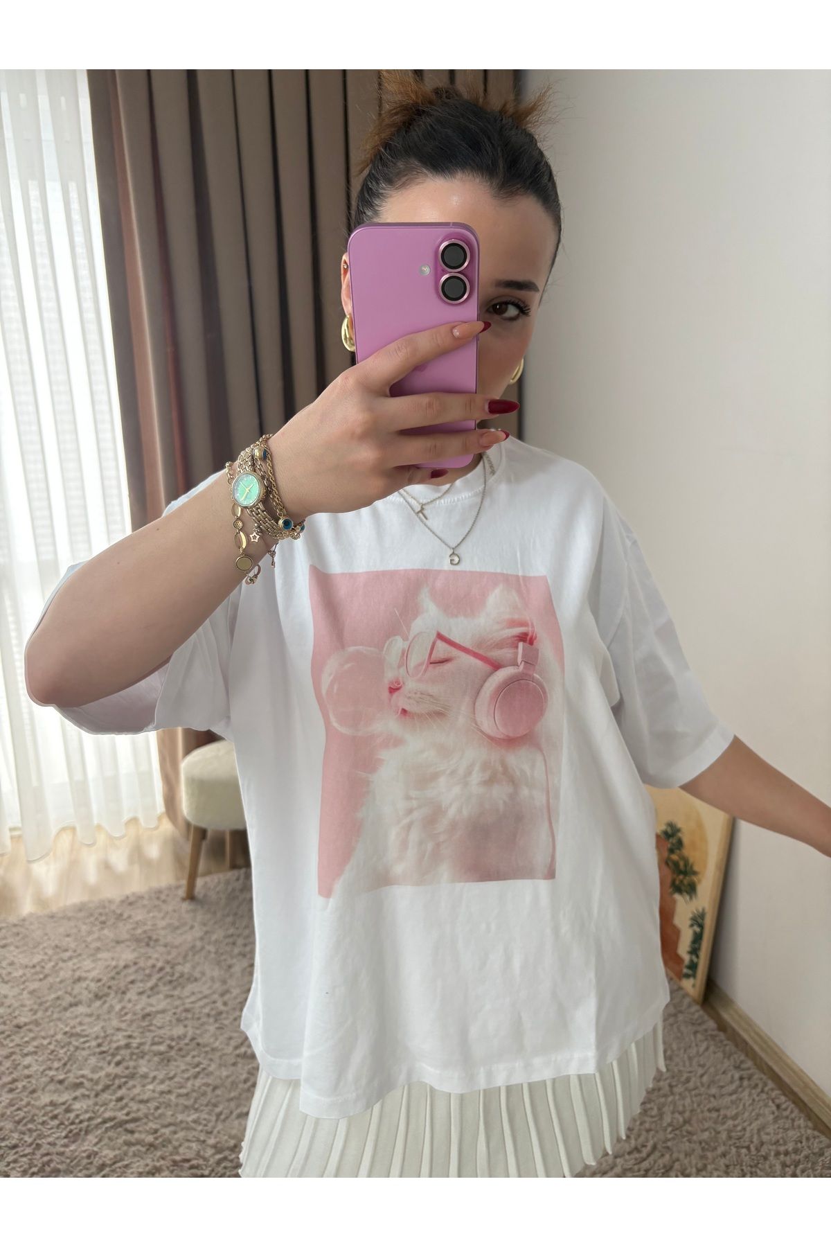 MahraWear Kedi Baskılı Tshirt