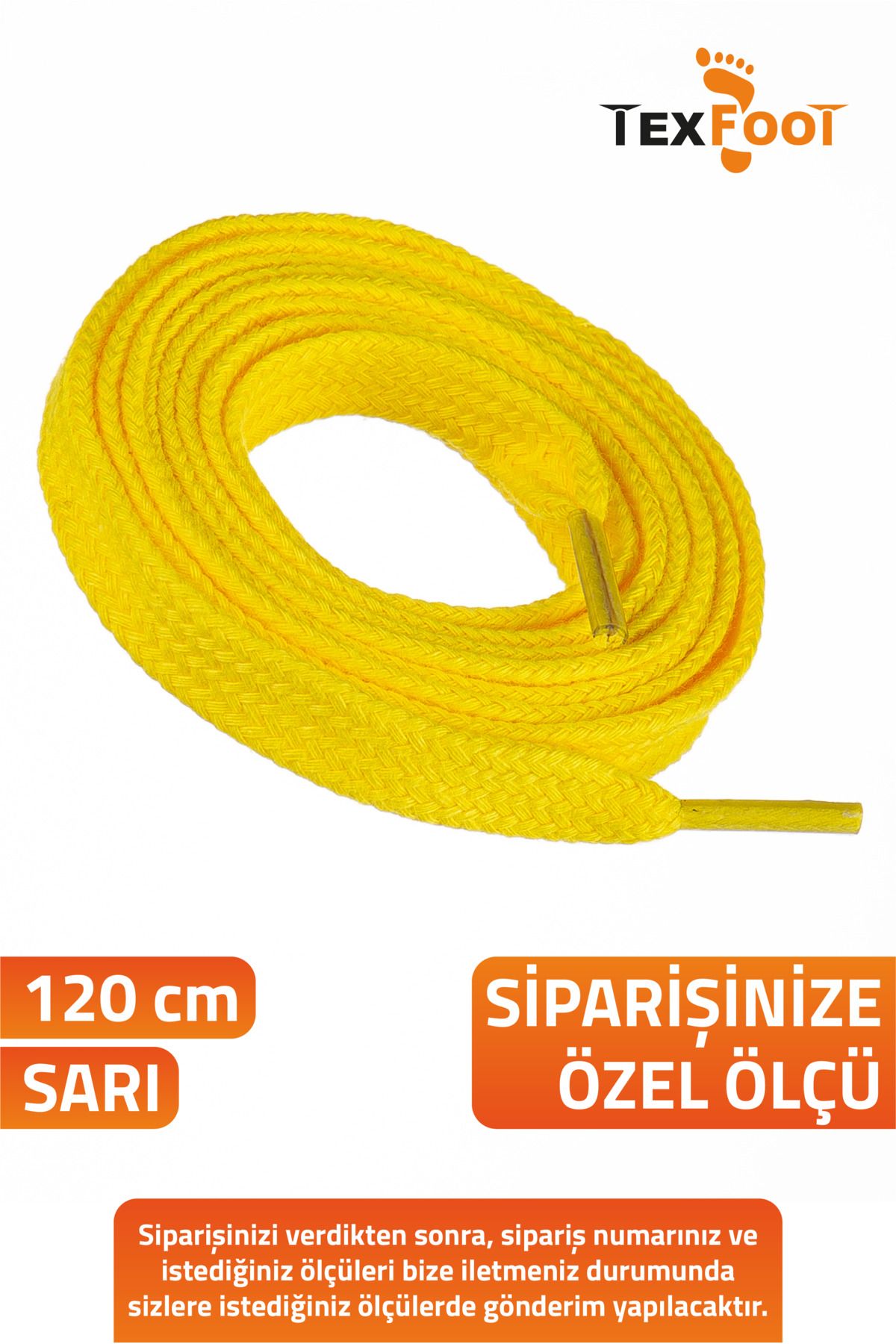 TexFoot Yassı Pamuk Ayakkabı Bağcığı – Dayanıklı 120 cm Spor ve Günlük Kullanım İçin