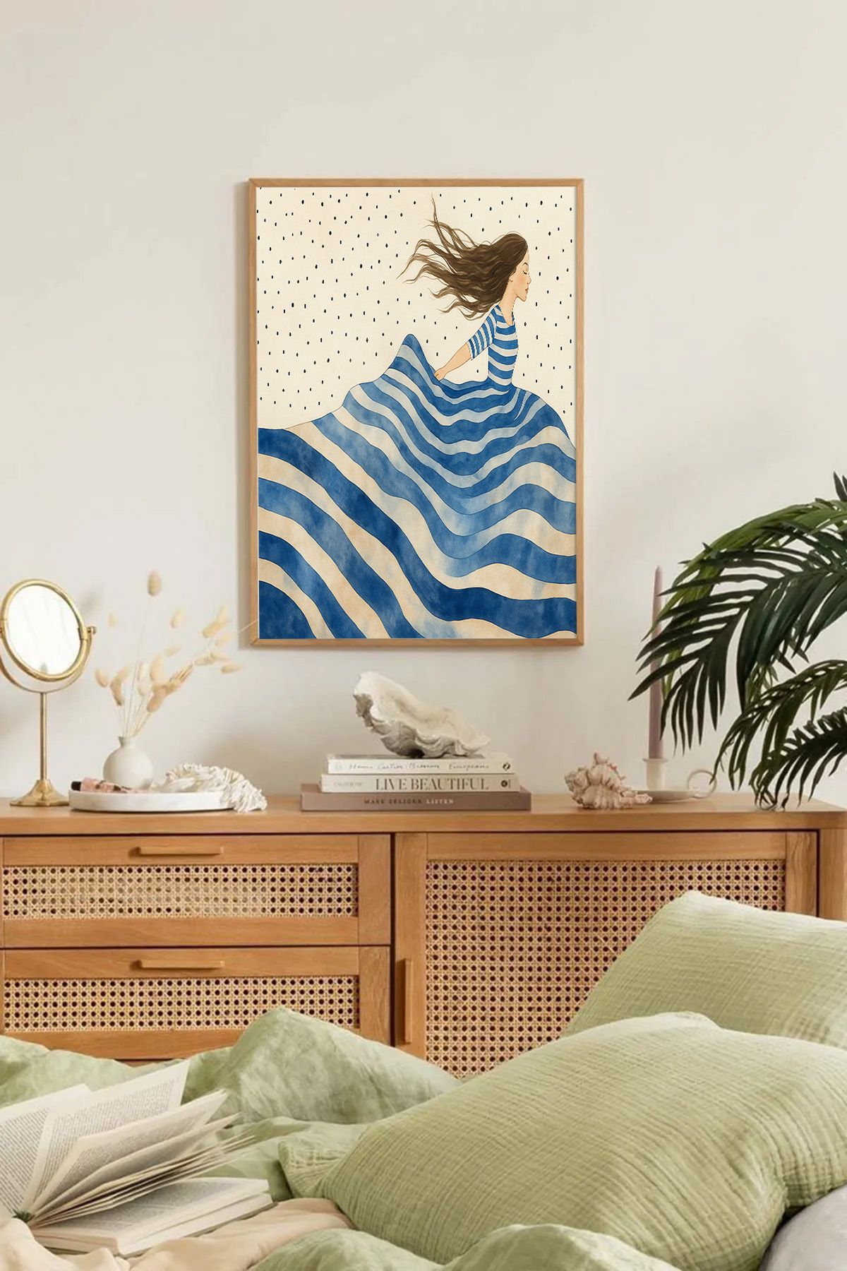 Dekorsiahome Tek Parça Ahşap Çerçeveli Oturma Odası Salon Mutfak Tablo TK0174