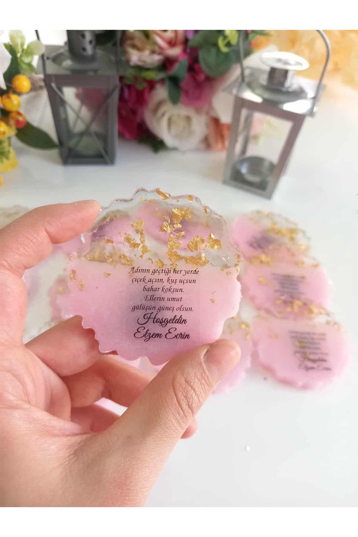 Sevil Tasarım Pembe Epoksi Hediyelik Magnet (40 adet)