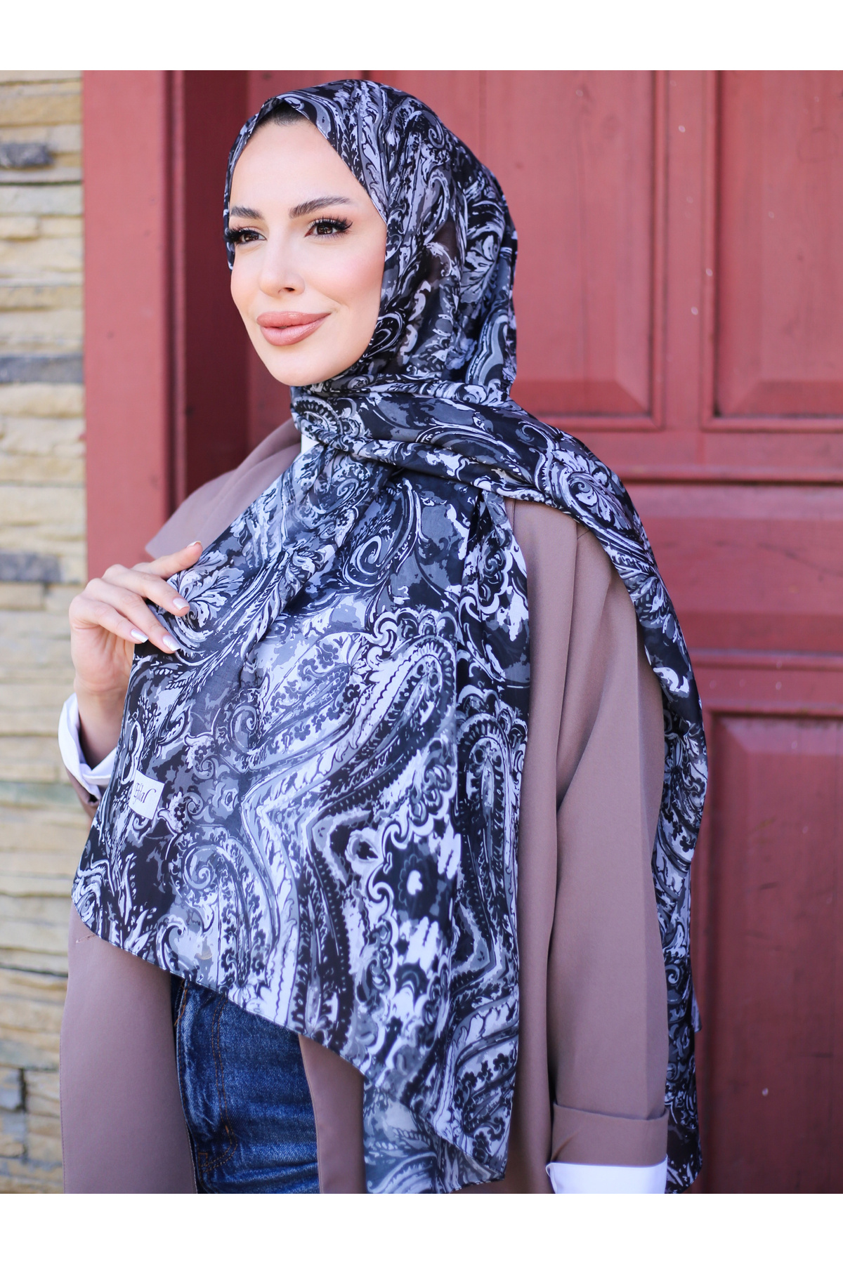 efdal şal eşarp-Flora Pattern Indian Cotton Shawl 4